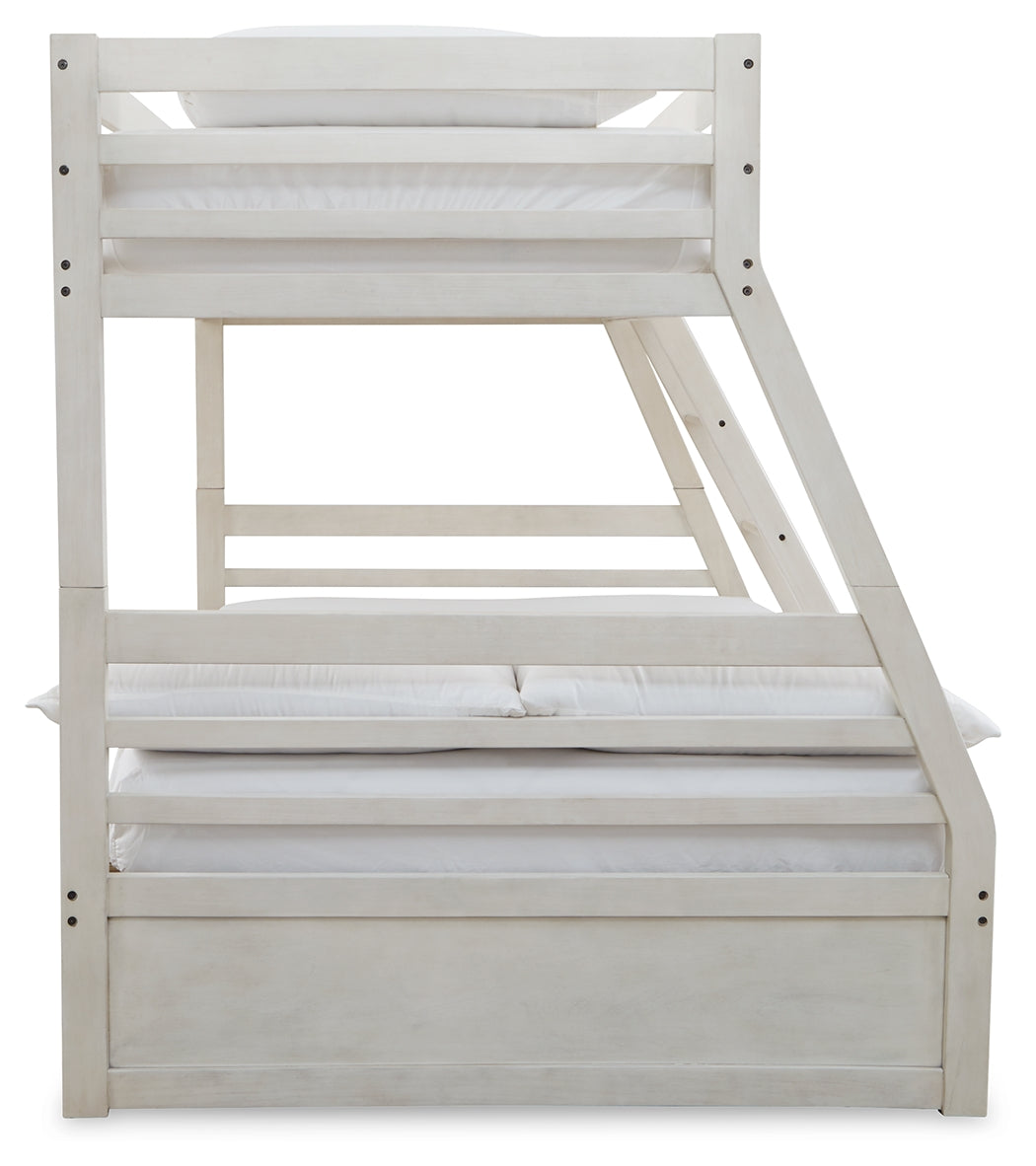 Furniture City Laplace - Ashley Furniture - Robbinsdale Bedroom - Twin over Full Bunk Bed with Storage / Antique White - B742B16
