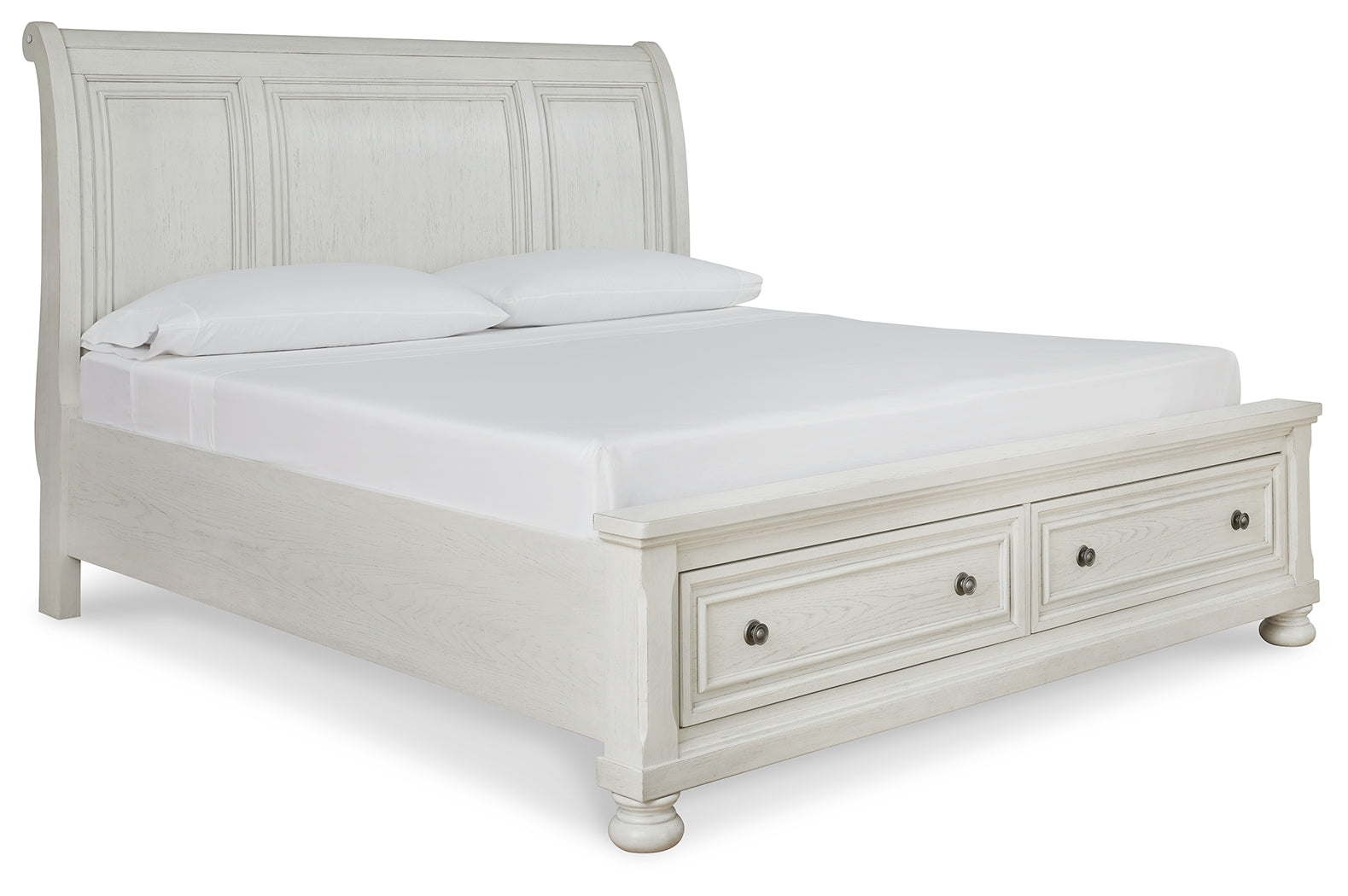 Furniture City Laplace - Ashley Furniture - Robbinsdale Bedroom - King Sleigh Bed with Storage / Antique White - B742B8