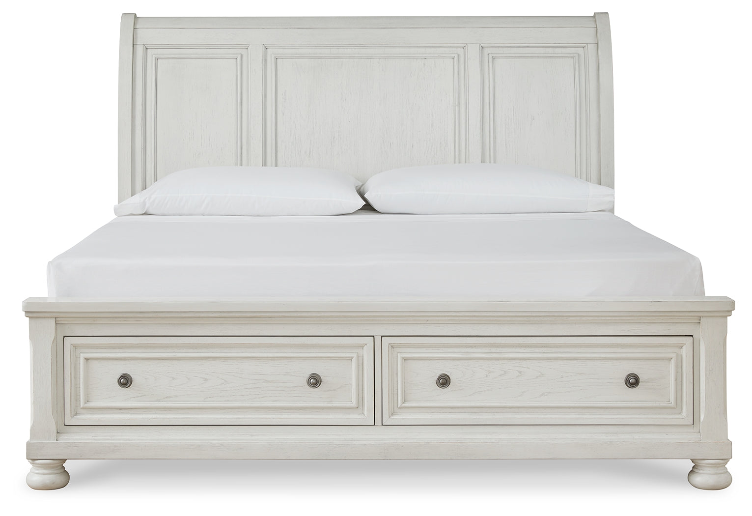 Furniture City Laplace - Ashley Furniture - Robbinsdale Bedroom - King Sleigh Bed with Storage / Antique White - B742B8