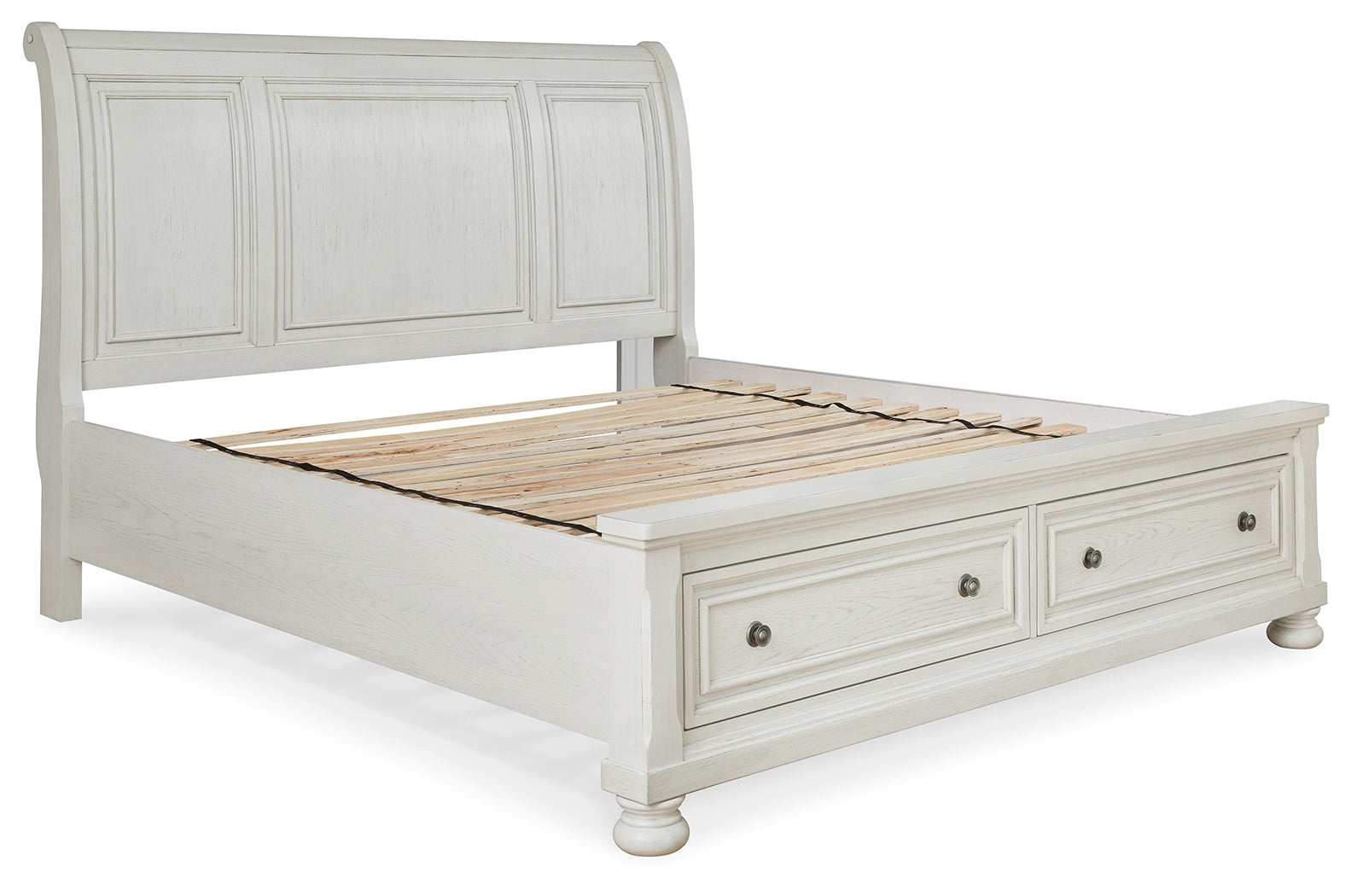 Furniture City Laplace - Ashley Furniture - Robbinsdale Bedroom - King Sleigh Bed with Storage / Antique White - B742B8