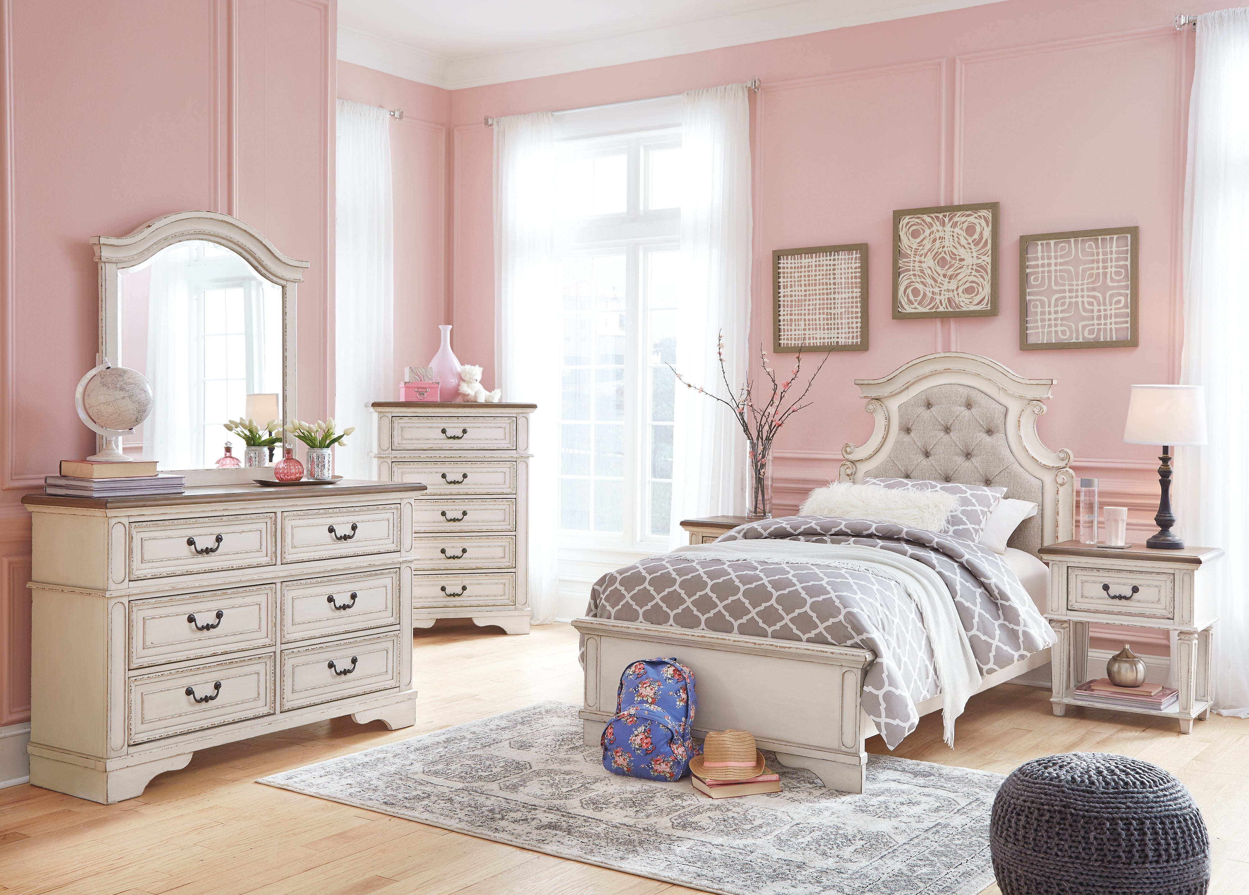 Furniture City Laplace - Ashley Furniture - Realyn Bedroom - One Drawer Night Stand / Chipped White - B743B12