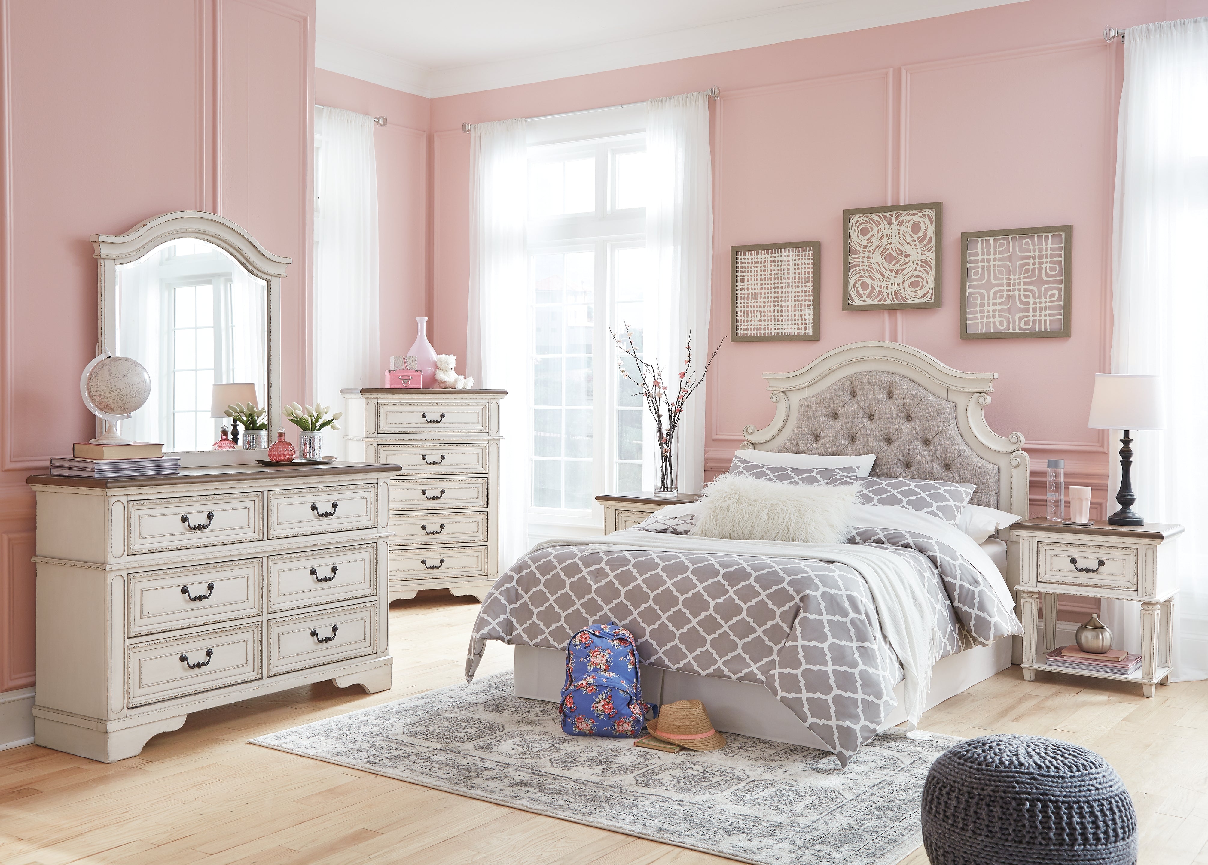 Furniture City Laplace - Ashley Furniture - Realyn Bedroom - One Drawer Night Stand / Chipped White - B743B12