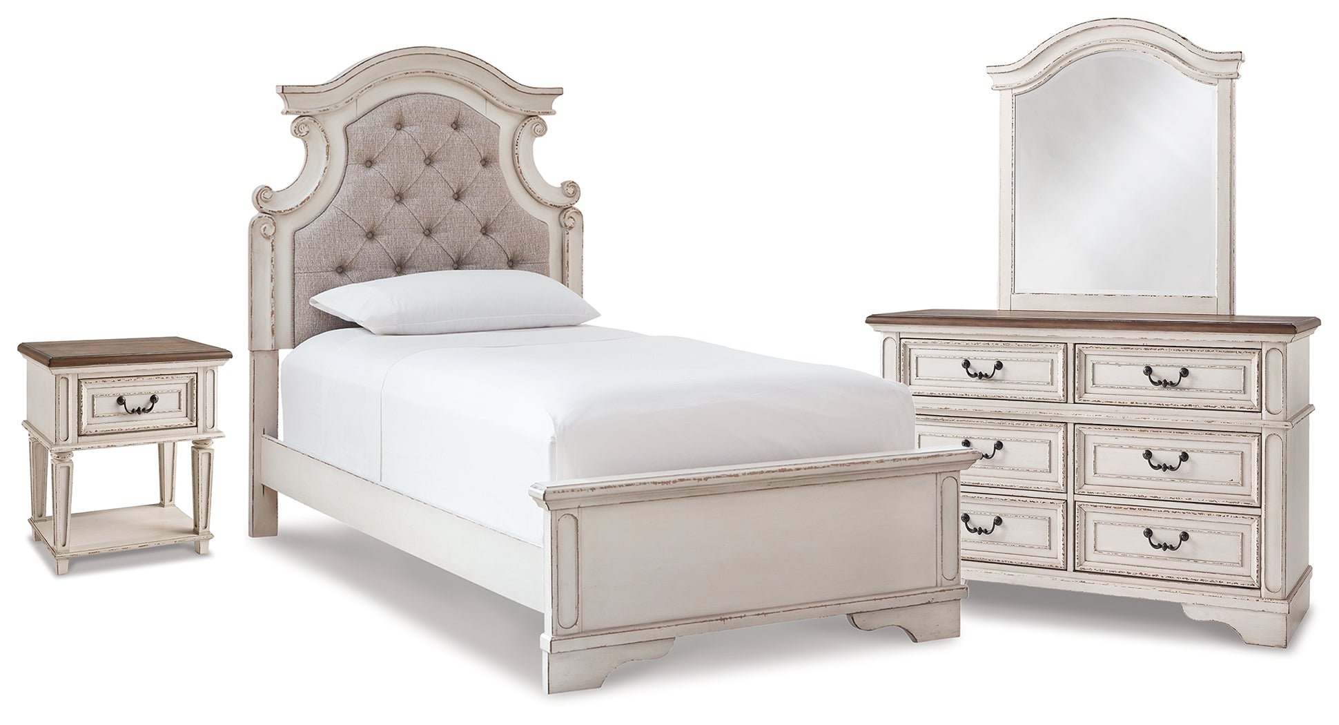 Furniture City Laplace - Ashley Furniture - Realyn Twin Panel Bed, Dresser, Mirror and Nightstand - Twin Panel Bed, Dresser, Mirror and Nightstand - B743B76
