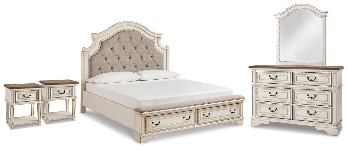 Furniture City Laplace - Ashley Furniture - Realyn King Panel Storage Bed, Dresser, Mirror and 2 Nightstands - King Panel Storage Bed, Dresser, Mirror and 2 Nightstands - B743B66