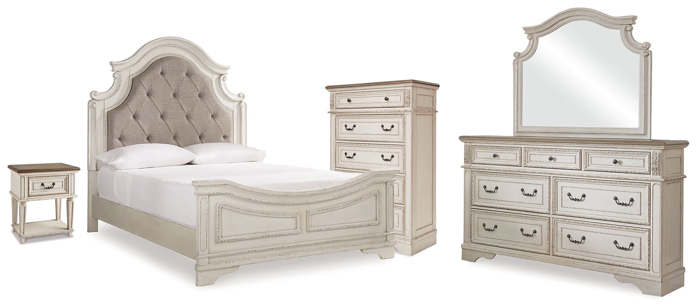 Furniture City Laplace - Ashley Furniture - Realyn Queen Panel Bed, Dresser, Mirror, Chest and Nightstand - Queen Panel Bed Dresser, Mirror, Chest and Nightstand / Two-tone - B743B82
