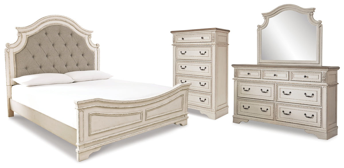 Furniture City Laplace - Ashley Furniture - Realyn King Panel Upholstered Bed, Dresser, Mirror and Chest - King Panel Upholstered Bed, Dresser, Mirror and Chest - B743B68