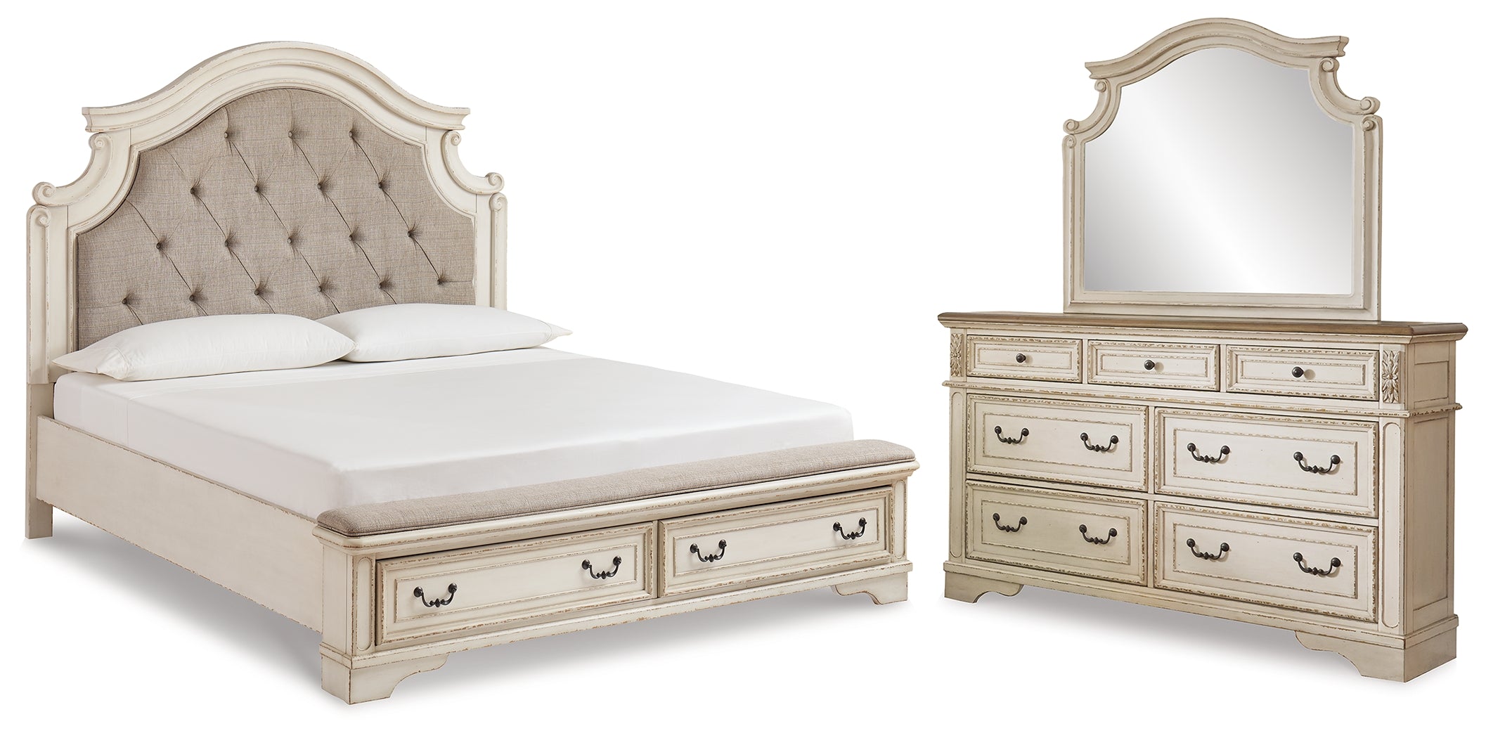 Furniture City Laplace - Ashley Furniture - Realyn King Upholstered Bed with Dresser and Mirror - King Upholstered Bed with Dresser and Mirror - B743B24