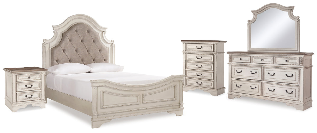 Furniture City Laplace - Ashley Furniture - Realyn Queen Upholstered Panel Bed, Dresser, Mirror, Chest and Nightstand - Queen Upholstered Panel Bed, Dresser, Mirror, Chest and Nightstand - B743B47