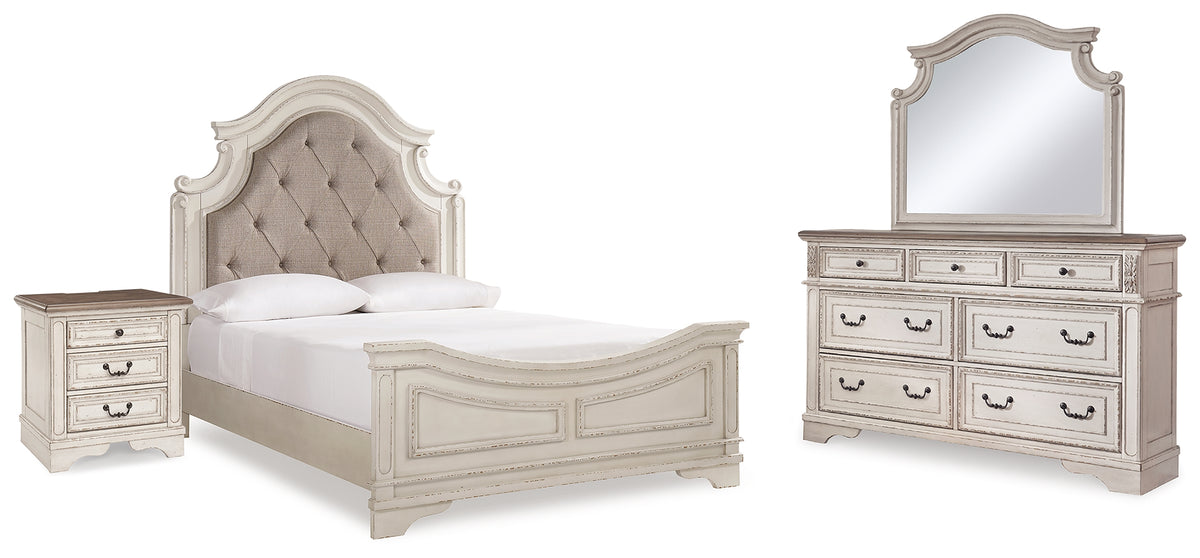 Furniture City Laplace - Ashley Furniture - Realyn Queen Bed with Mirrored Dresser and Nightstand - Queen Bed with Mirrored Dresser and Nightstand - B743B22