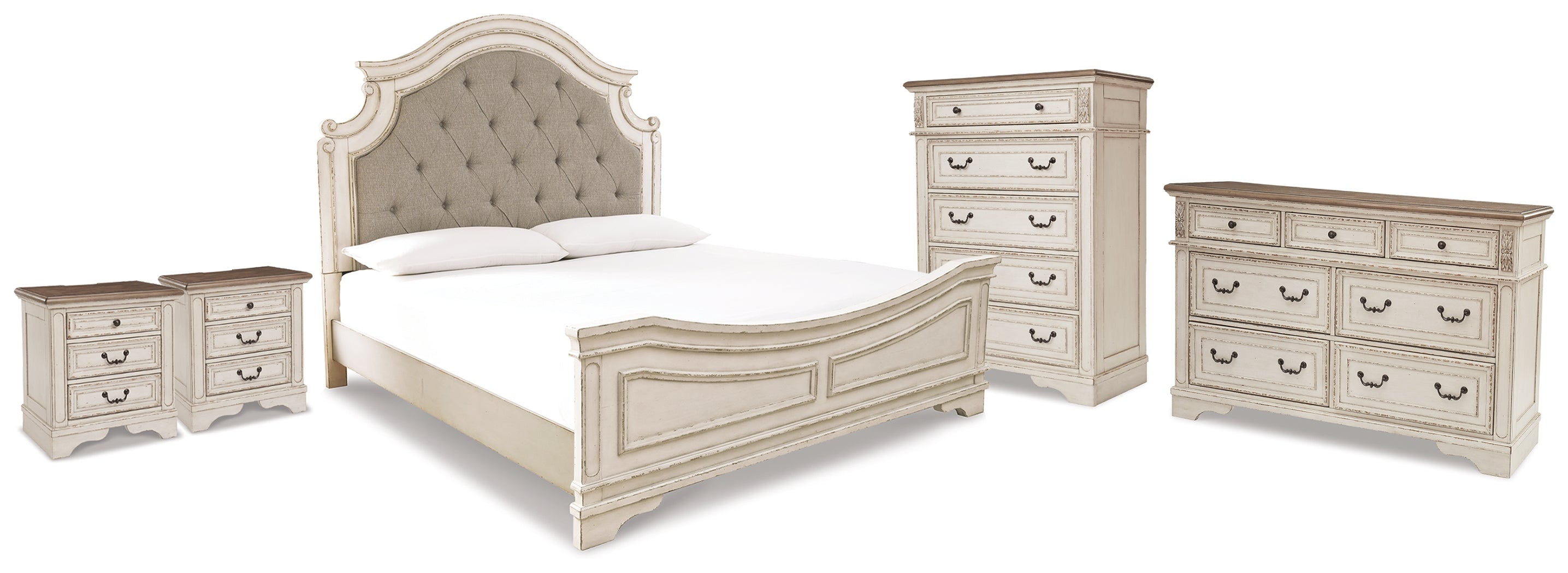 Furniture City Laplace - Ashley Furniture - Realyn King Panel Bed, Dresser, Chest and 2 Nightstands - King Panel Bed, Dresser, Chest and 2 Nightstands - B743B75
