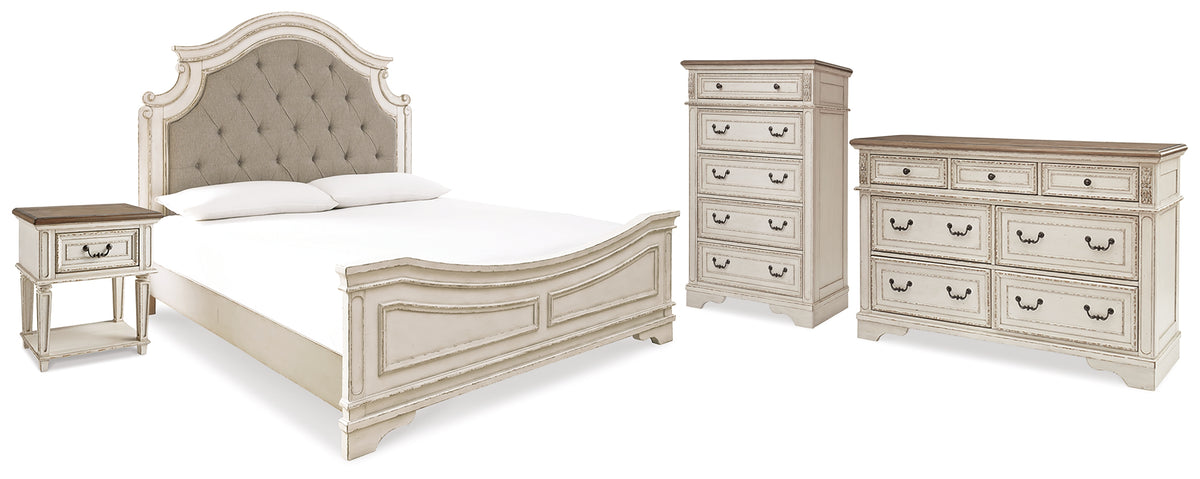 Furniture City Laplace - Ashley Furniture - Realyn King Upholstered Panel Bed, Dresser, Chest and Nightstand - King Upholstered Panel Bed, Dresser, Chest and Nightstand - B743B41