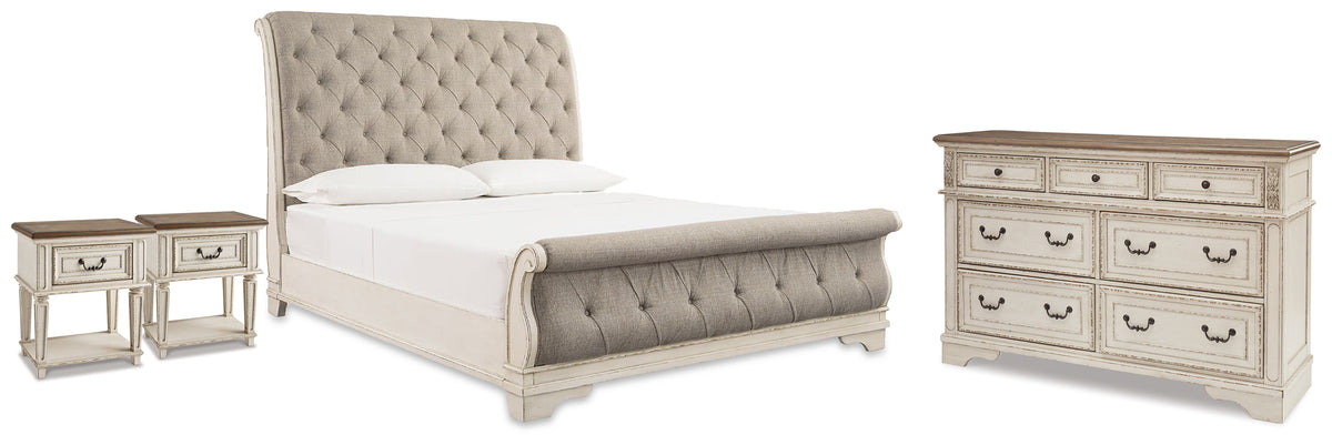 Furniture City Laplace - Ashley Furniture - Realyn Queen Upholstered Sleigh Bed, Dresser and 2 Nightstands - Queen Upholstered Sleigh Bed, Dresser and 2 Nightstands - B743B84