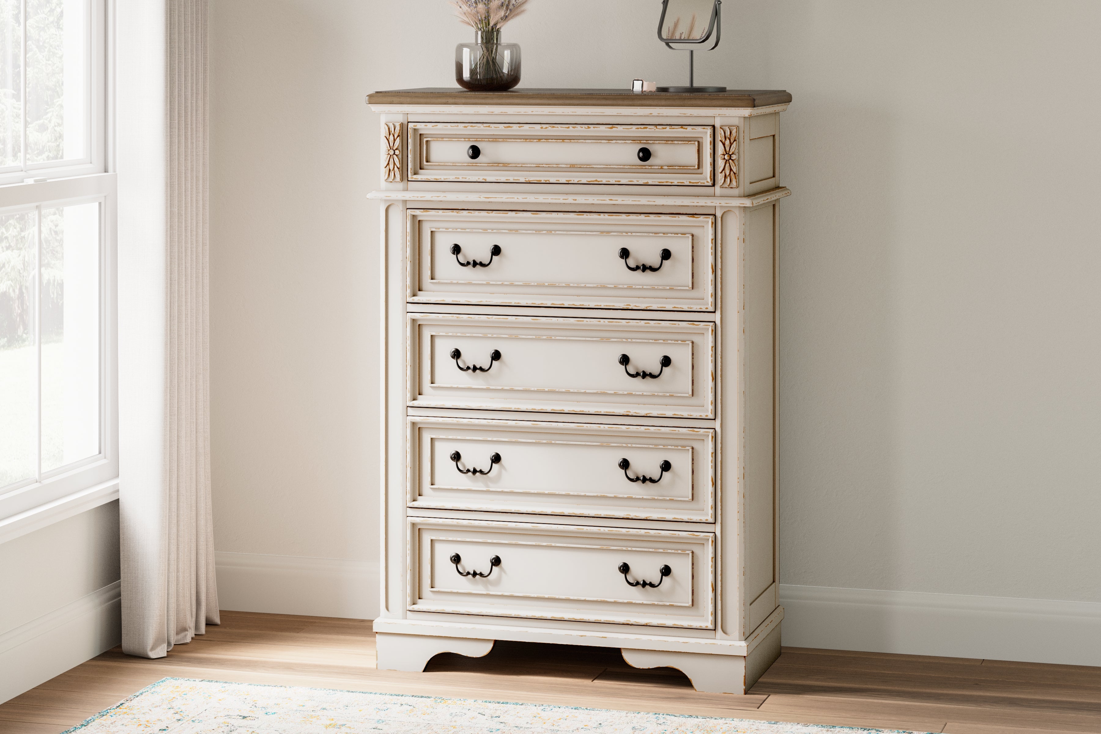 Furniture City Laplace - Ashley Furniture - Realyn Bedroom - Five Drawer Chest / Two-tone - B743-46