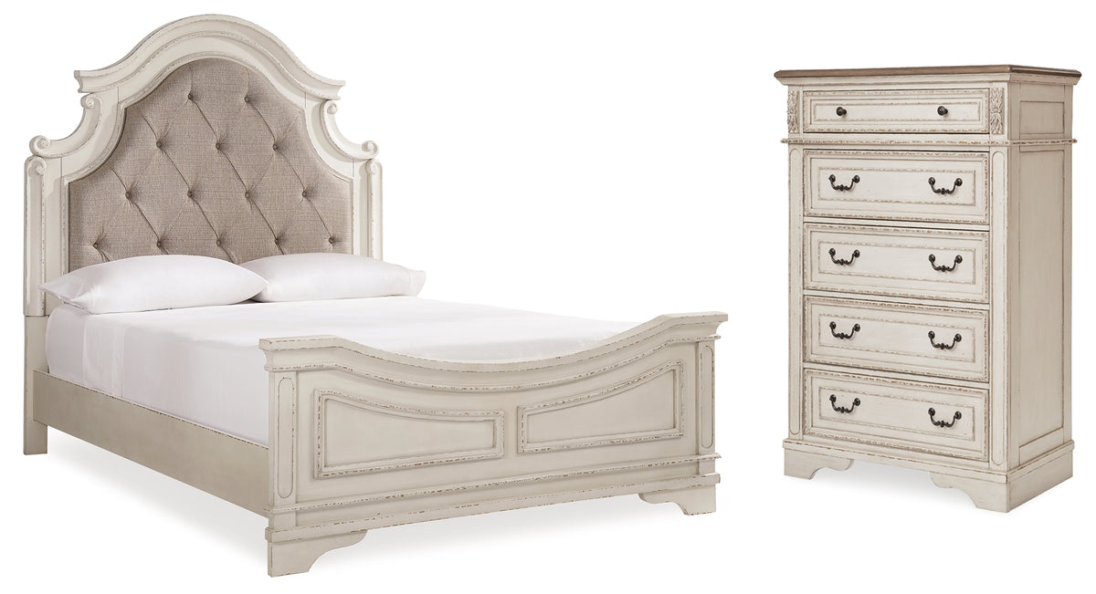 Furniture City Laplace - Ashley Furniture - Realyn Queen Upholstered Panel Bed and Chest - Queen Upholstered Panel Bed and Chest - B743B54
