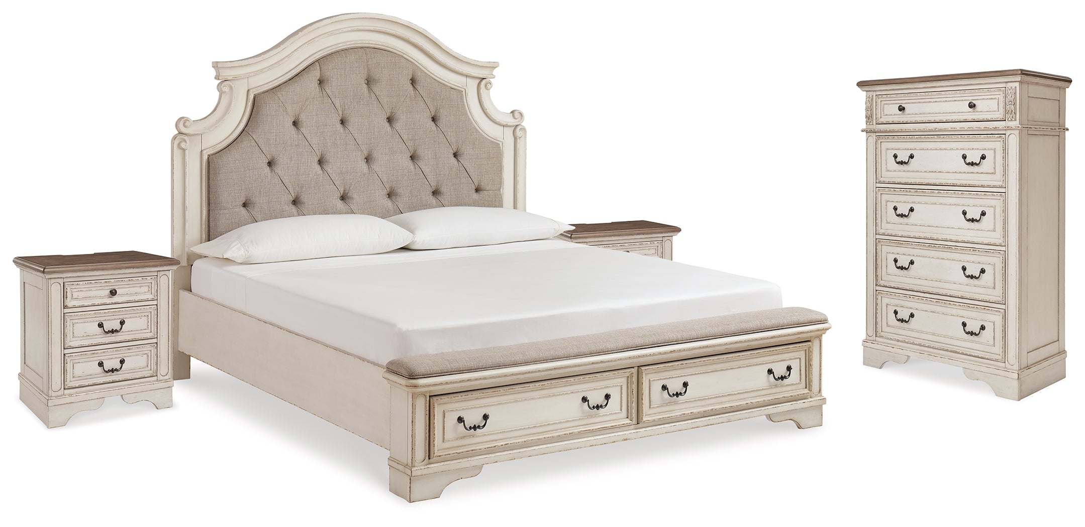 Furniture City Laplace - Ashley Furniture - Realyn King Storage Bed, Chest and 2 Nightstands - King Storage Bed, Chest and 2 Nightstands - B743B50