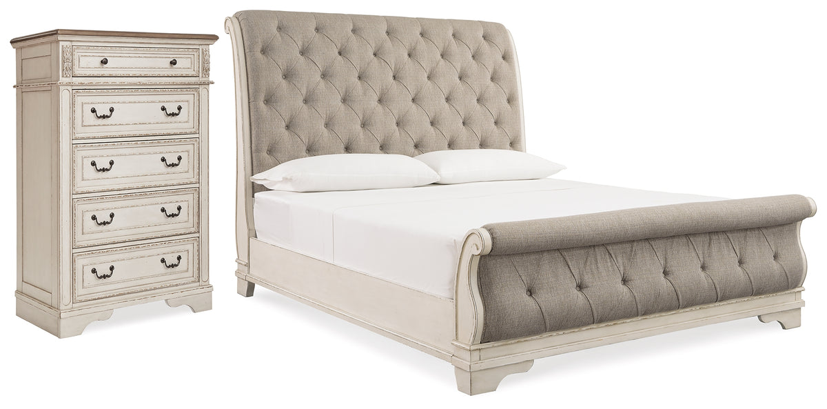 Furniture City Laplace - Ashley Furniture - Realyn Queen Upholstered Sleigh Bed and Chest - Queen Upholstered Sleigh Bed and Chest - B743B29