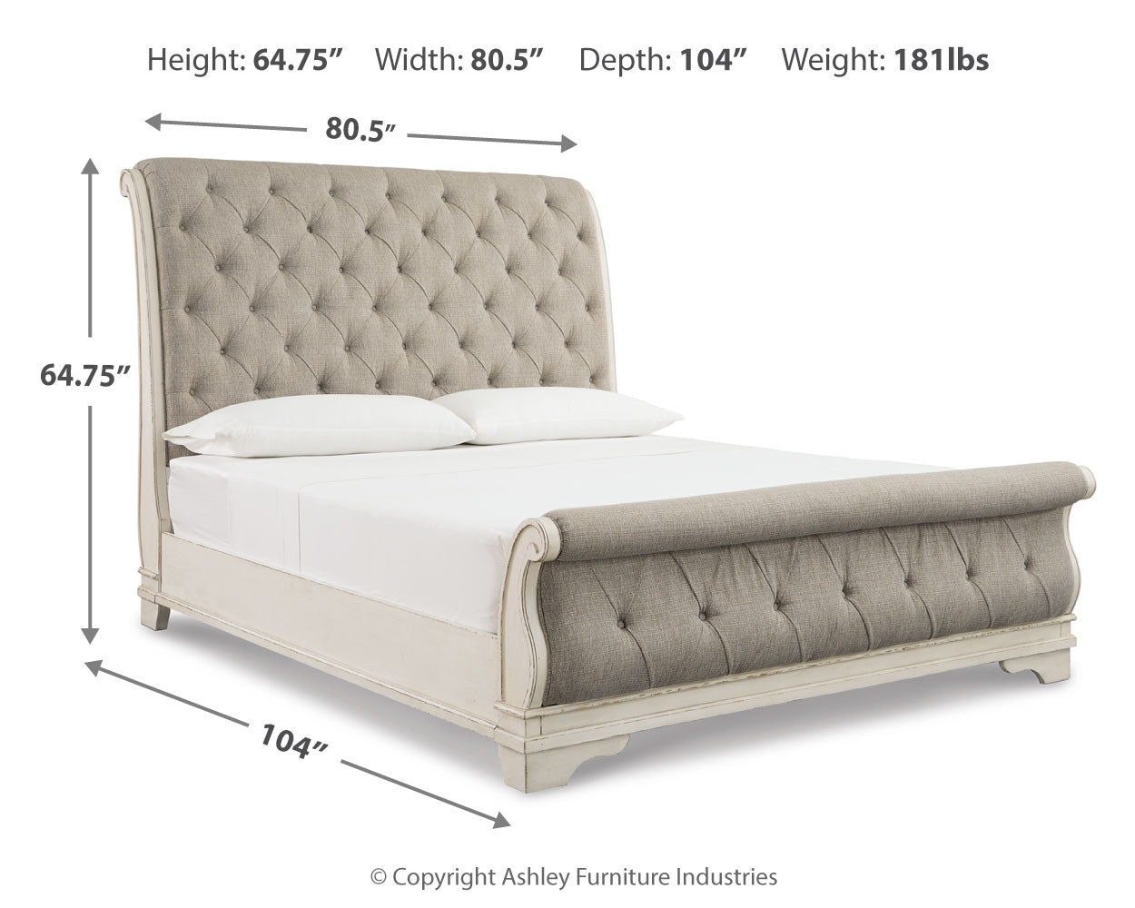 Furniture City Laplace - Ashley Furniture - Realyn Bedroom - Queen Sleigh Bed / Chipped White - B743B4