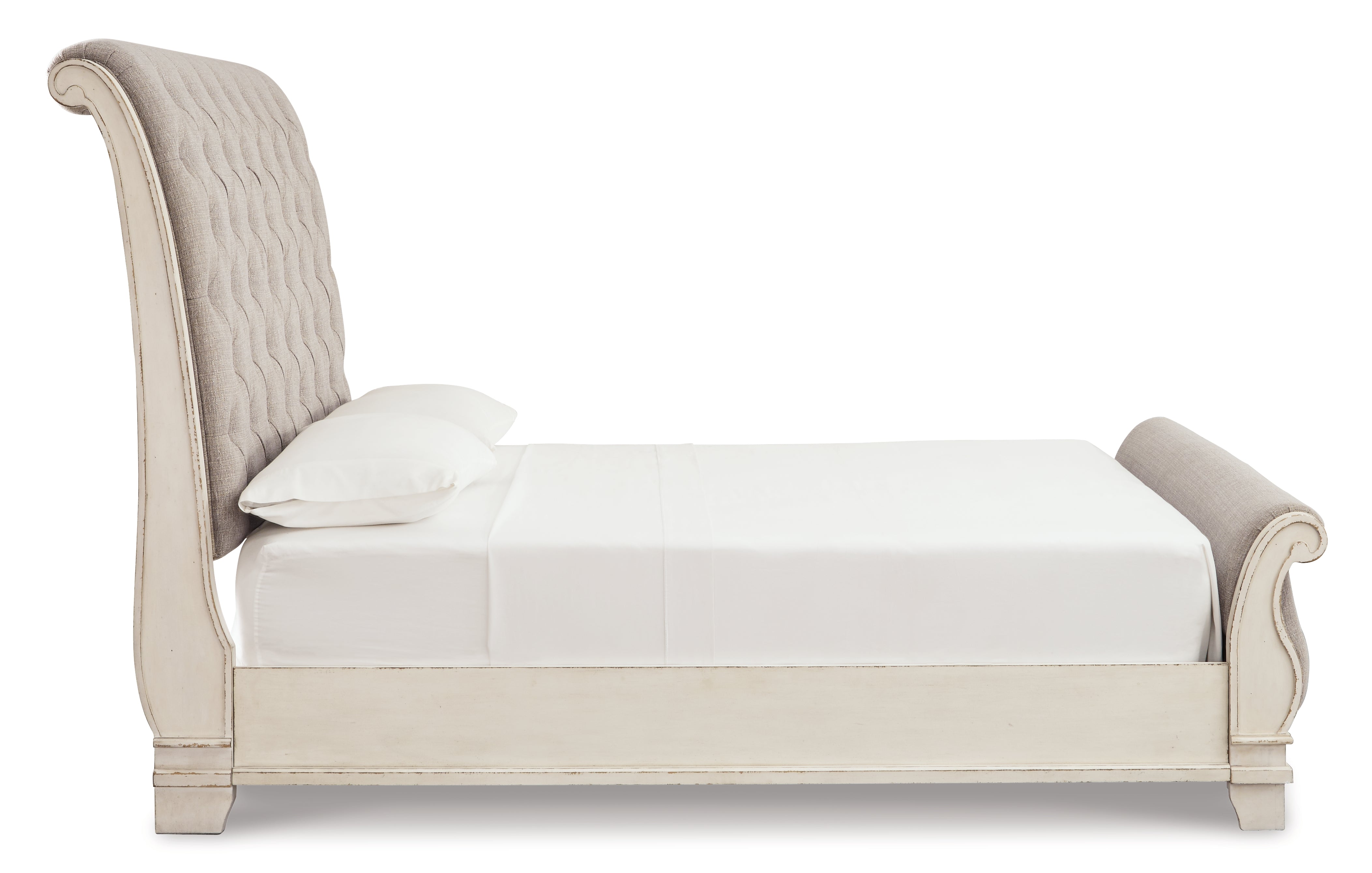 Furniture City Laplace - Ashley Furniture - Realyn Bedroom - King Sleigh Bed / Chipped White - B743B11