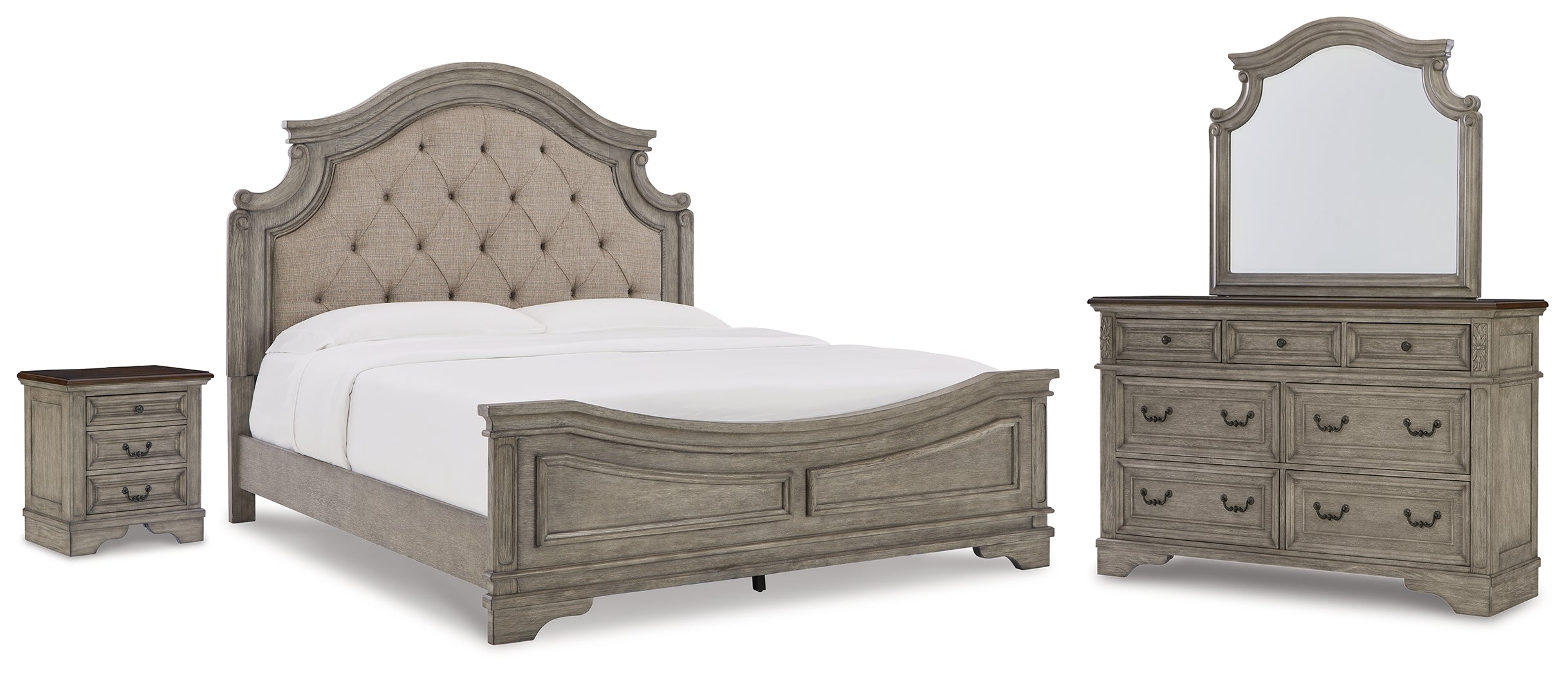Furniture City Laplace - Ashley Furniture - Lodenbay King Upholstered Panel Bed, Dresser, Mirror, and Nightstand - King Upholstered Panel Bed, Dresser, Mirror, and Nightstand - B751B8