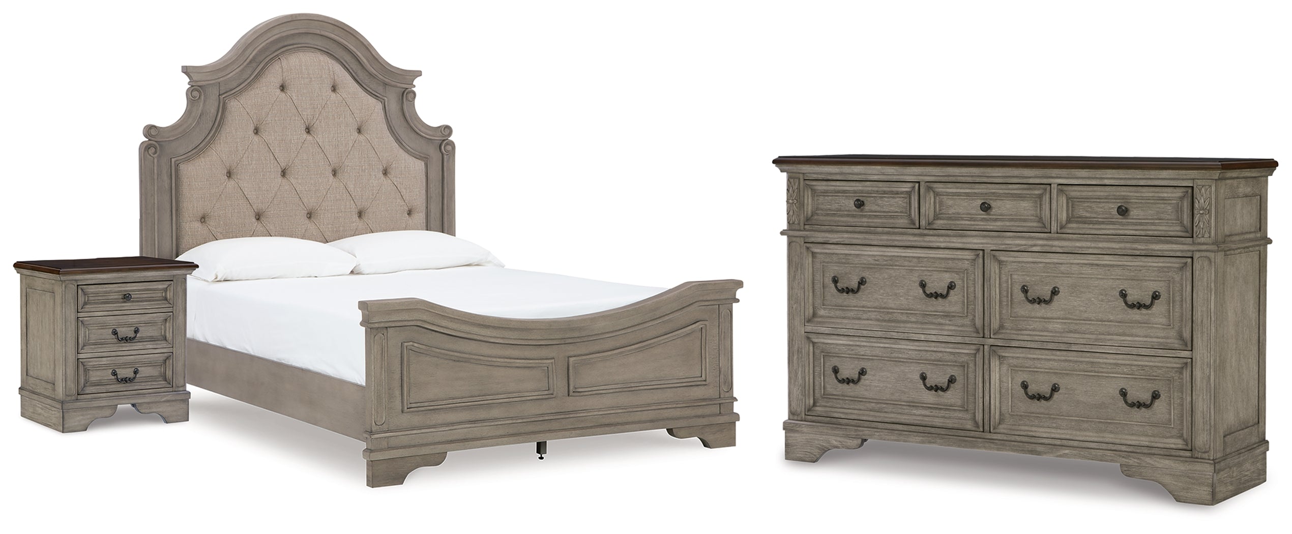 Furniture City Laplace - Ashley Furniture - Lodenbay Queen Upholstered Panel Bed, Dresser and Nightstand - Queen Upholstered Panel Bed, Dresser and Nightstand - B751B13