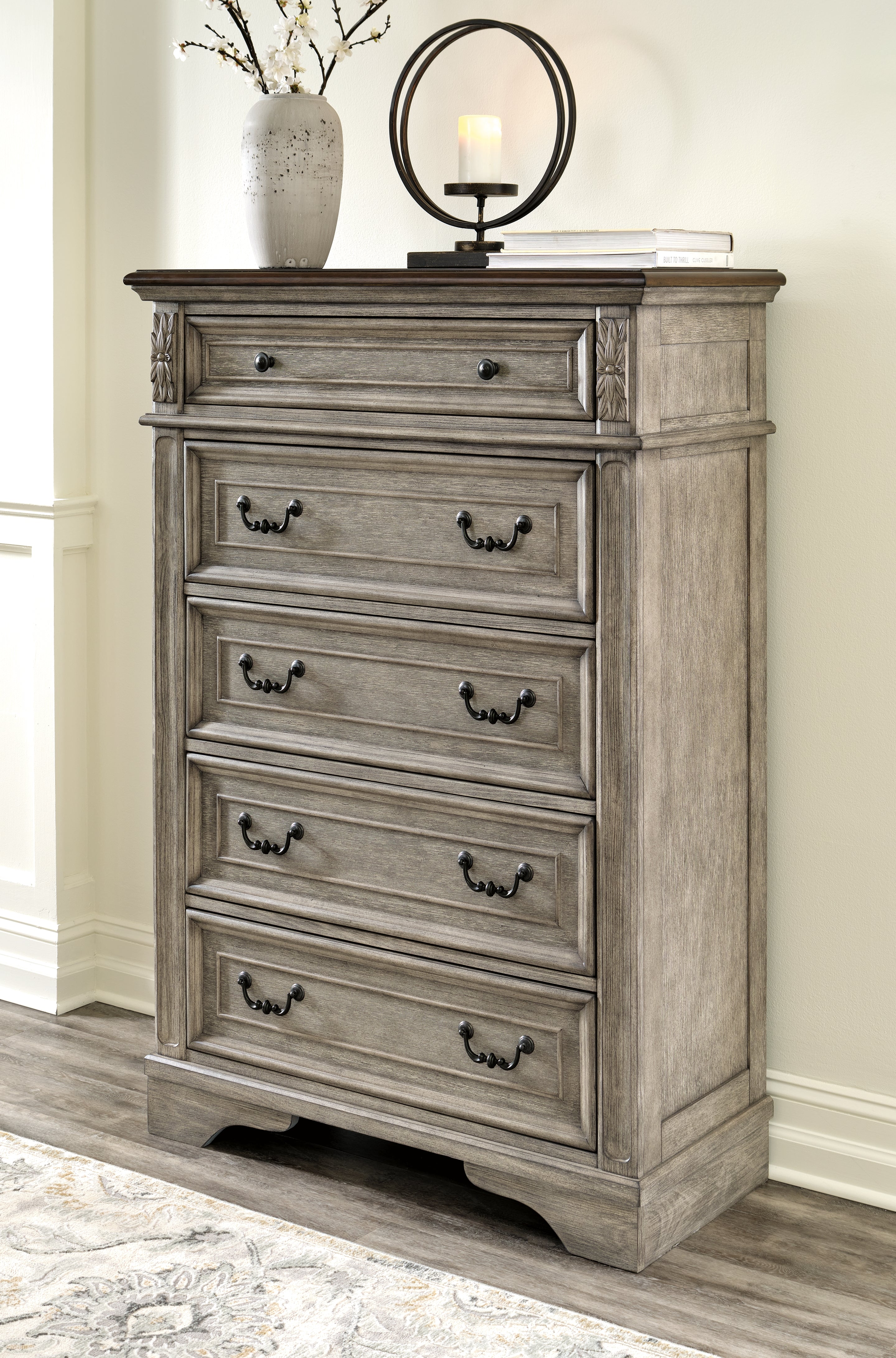 Furniture City Laplace - Ashley Furniture - Lodenbay Bedroom - Five Drawer Chest / Antique Gray/Brown - B751-46