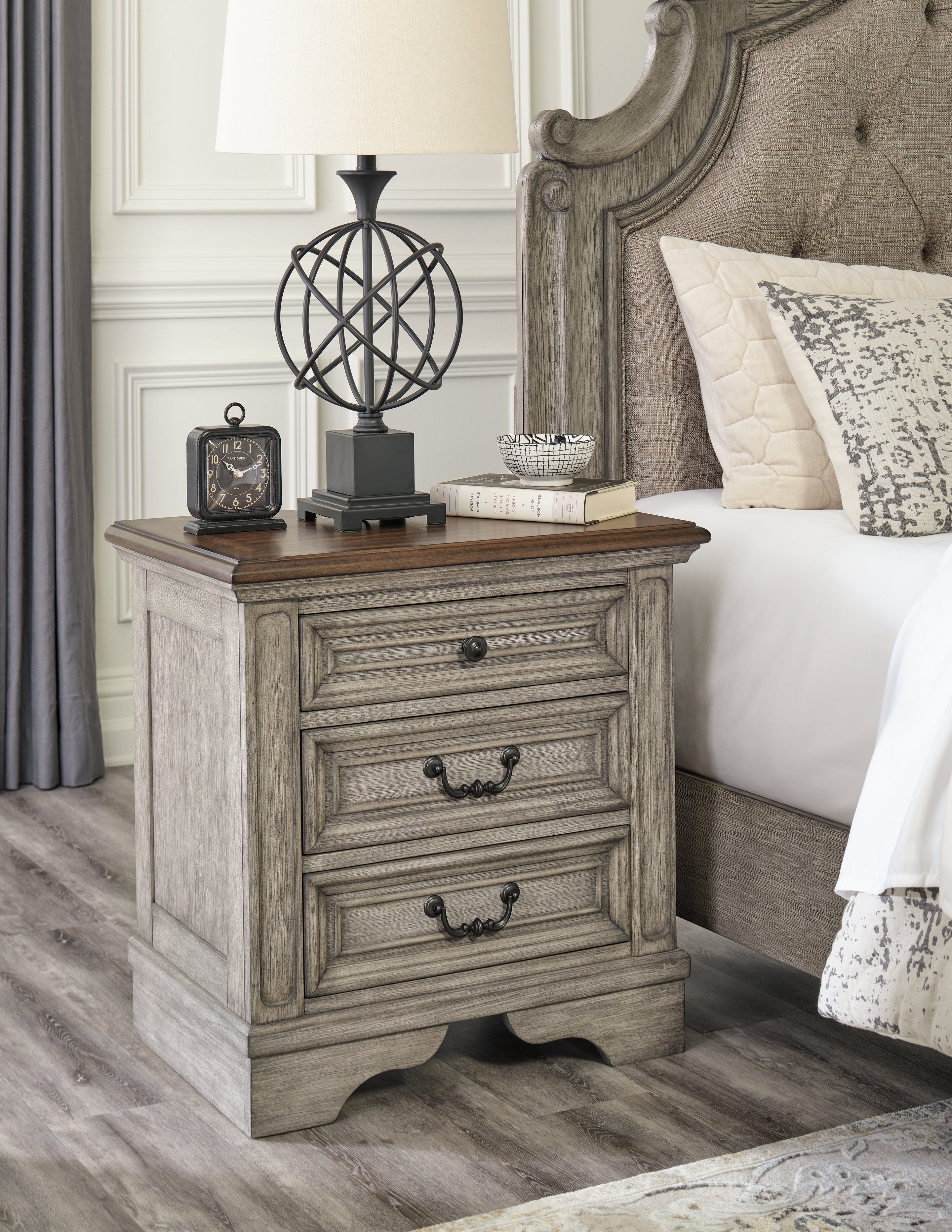Furniture City Laplace - Ashley Furniture - Lodenbay Bedroom - Three Drawer Night Stand / Antique Gray/Brown - B751-93