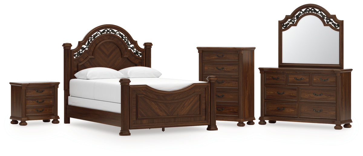 Furniture City Laplace - Ashley Furniture - Lavinton Queen Poster Bed, Dresser, Mirror, Chest and Nightstand - Queen Poster Bed, Dresser, Mirror, Chest and Nightstand - B764B14