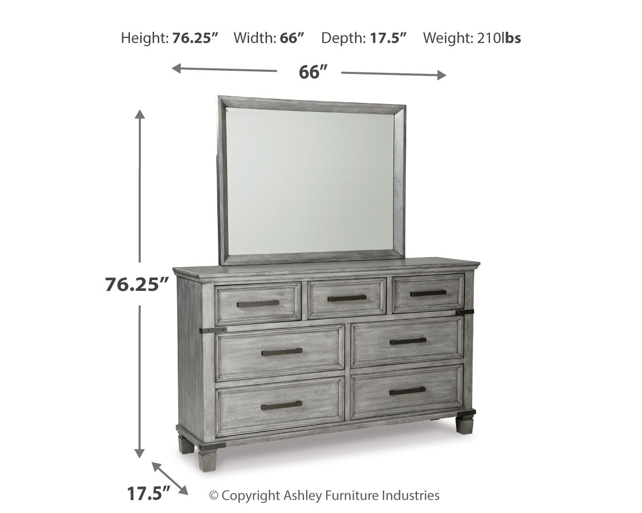 Furniture City Laplace - Ashley Furniture - Russelyn Bedroom - Dresser and Mirror / Gray - B772B1