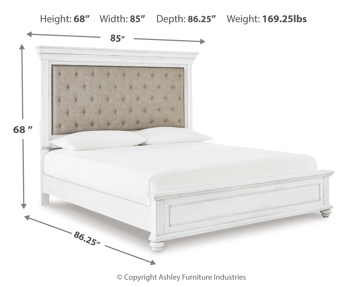 Furniture City Laplace - Ashley Furniture - Kanwyn Bedroom - California King Panel Bed / Whitewash - B777B13
