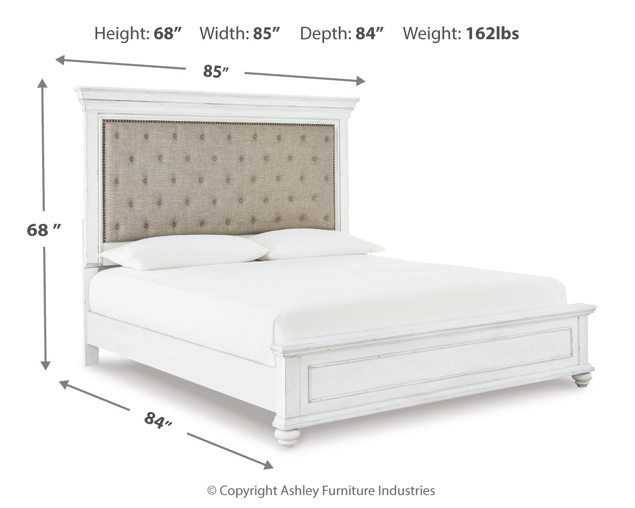 Furniture City Laplace - Ashley Furniture - Kanwyn Bedroom - King Panel Bed / Whitewash - B777B10