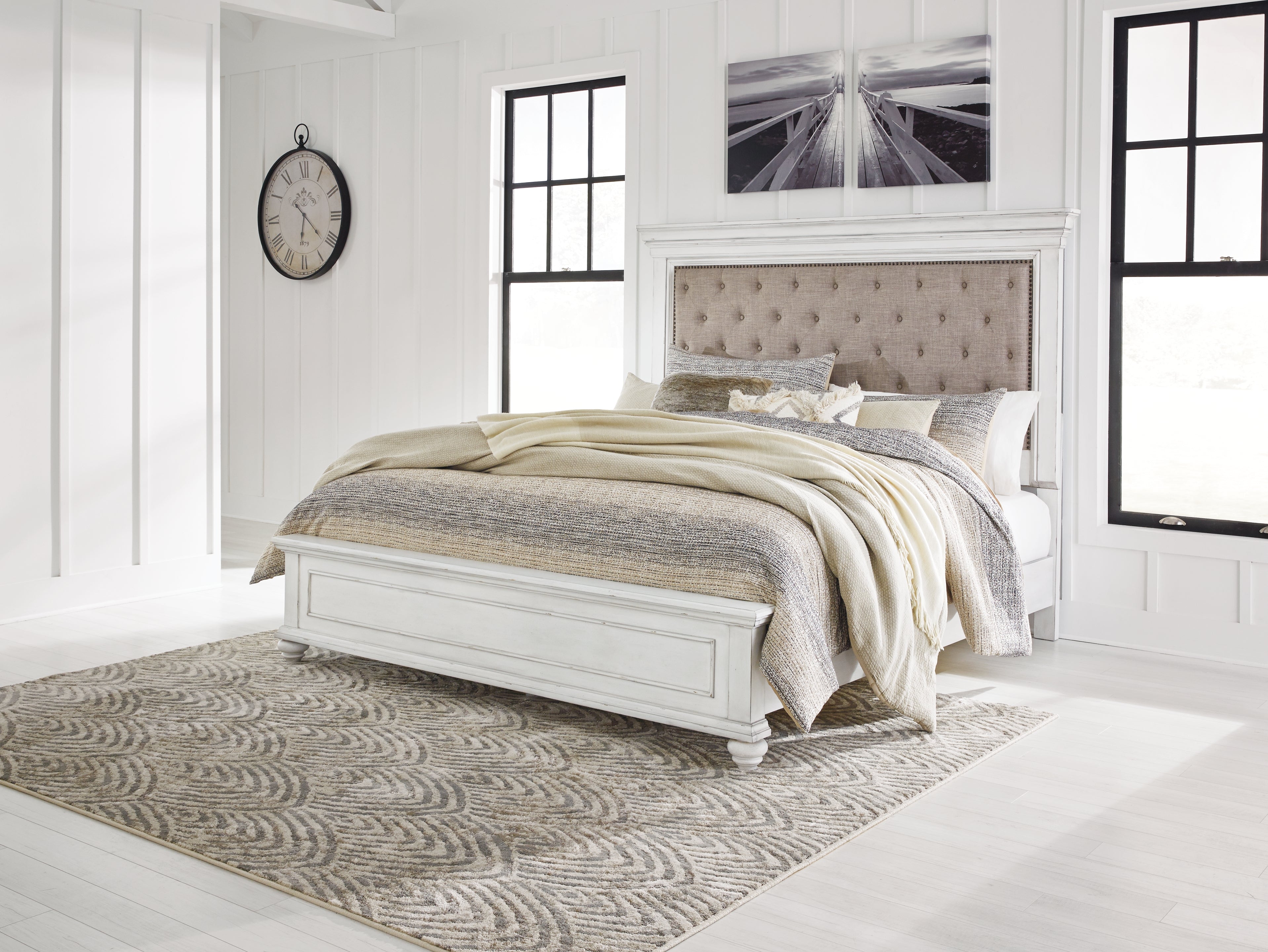 Furniture City Laplace - Ashley Furniture - Kanwyn Bedroom - King Panel Bed / Whitewash - B777B10