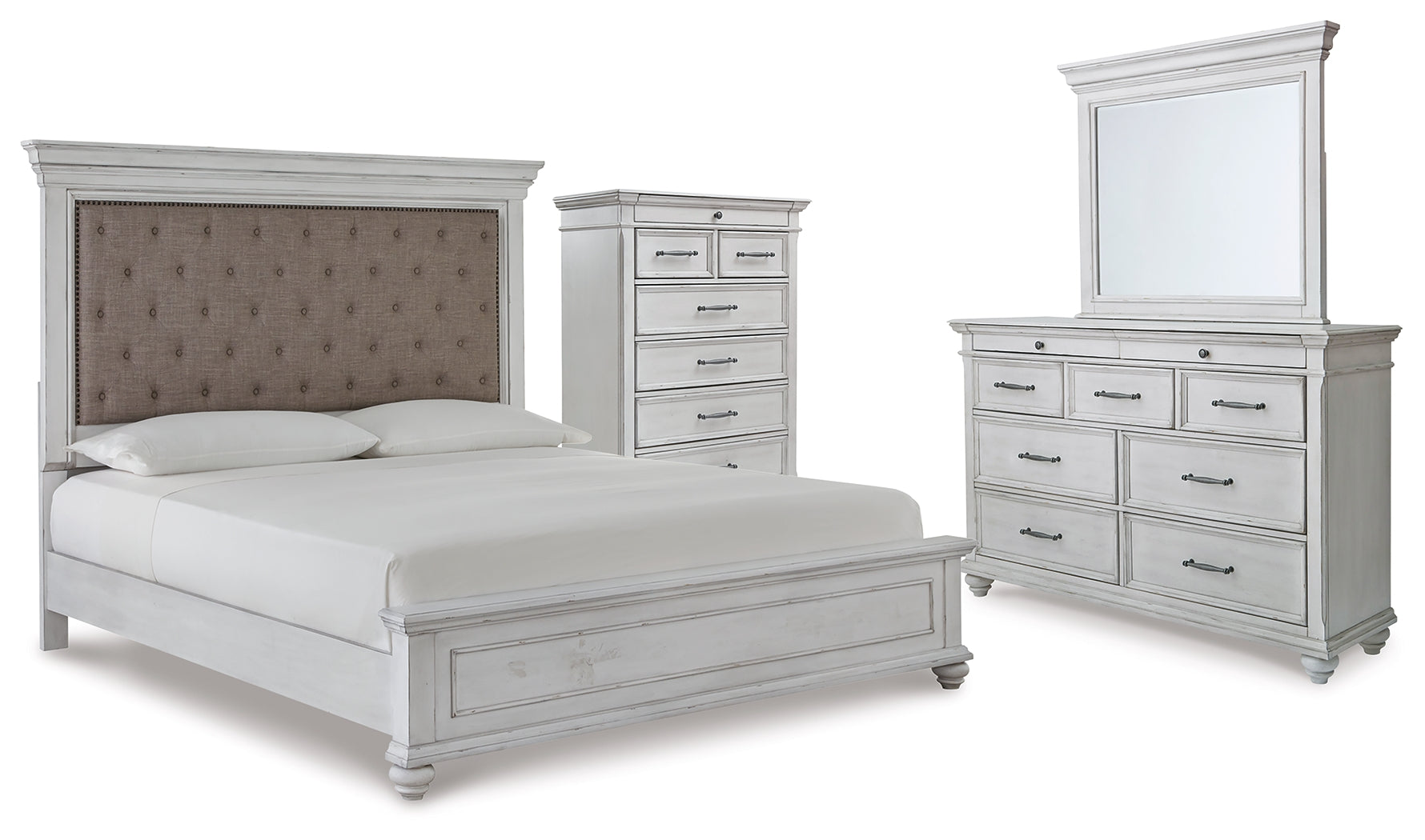 Furniture City Laplace - Ashley Furniture - Kanwyn King Upholstered Panel Bed, Dresser, Mirror and Chest - King Upholstered Panel Bed, Dresser, Mirror and Chest - B777B18