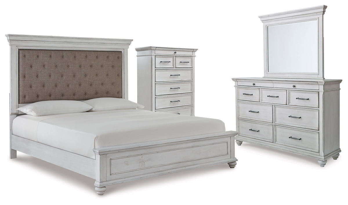 Furniture City Laplace - Ashley Furniture - Kanwyn King Upholstered Panel Bed, Dresser, Mirror and Chest - King Upholstered Panel Bed, Dresser, Mirror and Chest - B777B18