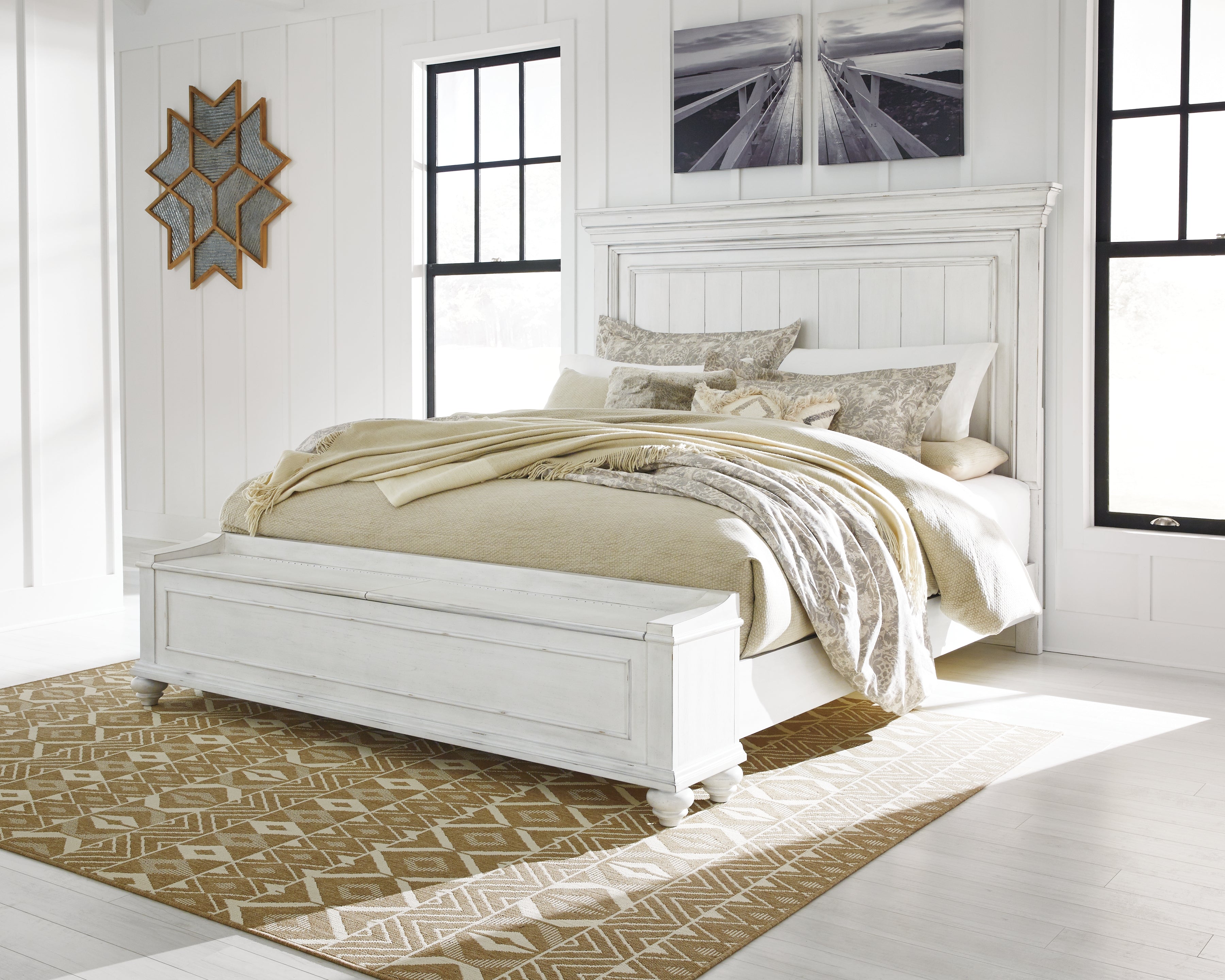 Furniture City Laplace - Ashley Furniture - Kanwyn Bedroom - Queen Panel Bed with Storage Bench - B777B6