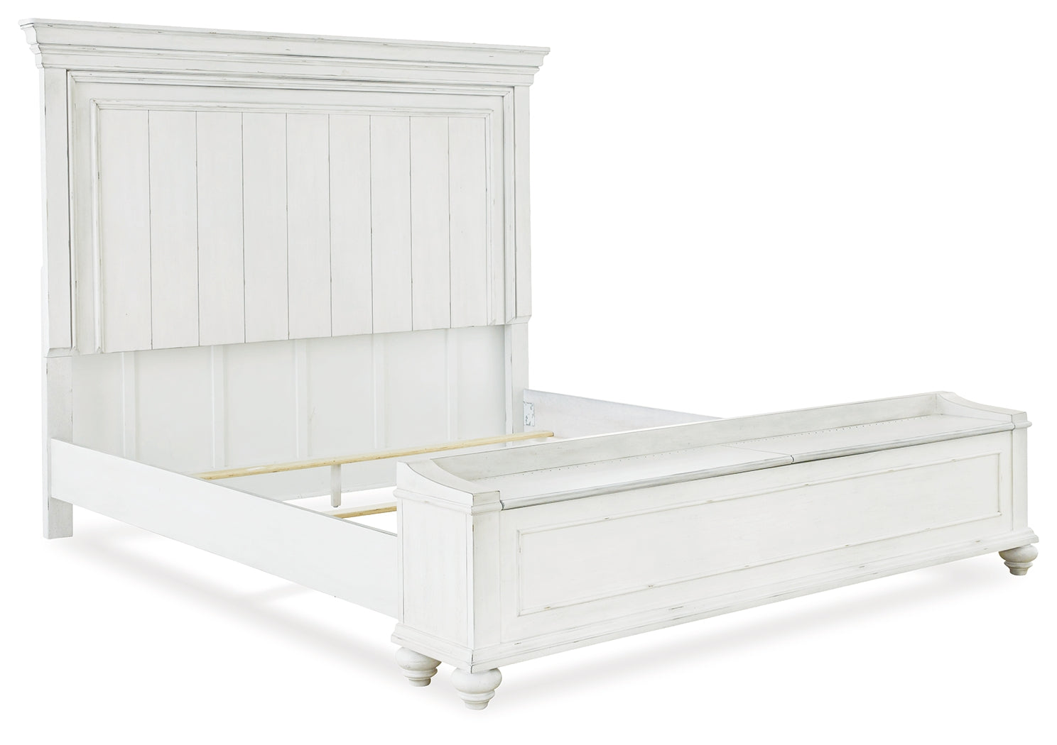 Furniture City Laplace - Ashley Furniture - Kanwyn Bedroom - Queen Panel Bed with Storage Bench / Whitewash - B777B6