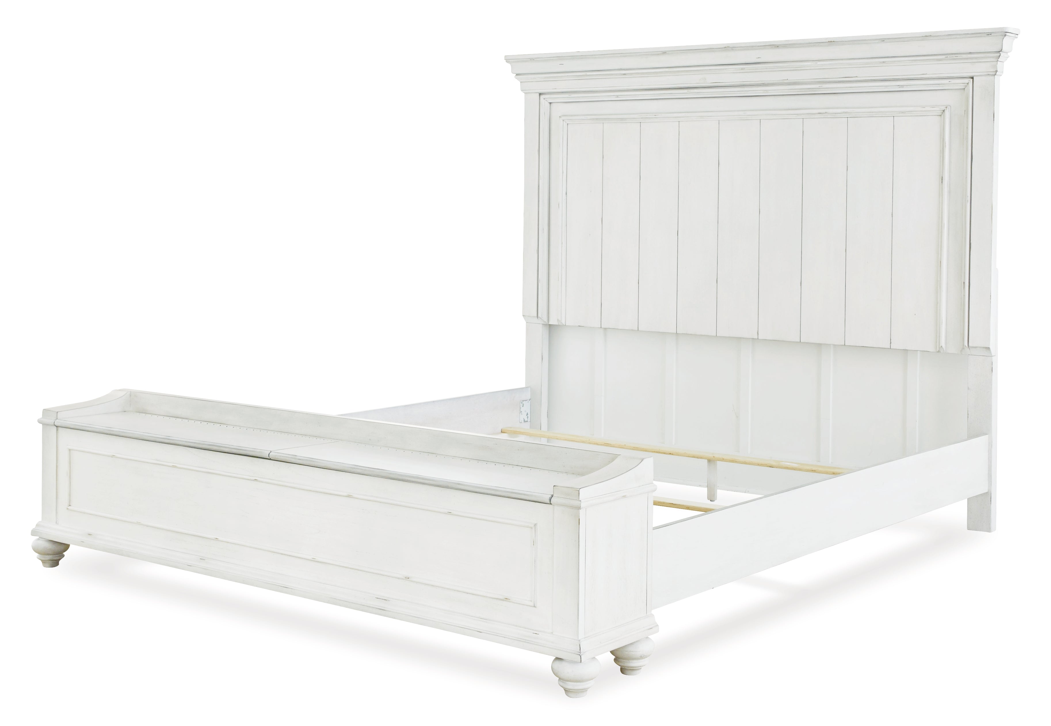 Furniture City Laplace - Ashley Furniture - Kanwyn Bedroom - California King Panel Bed with Storage Bench / Whitewash - B777B12
