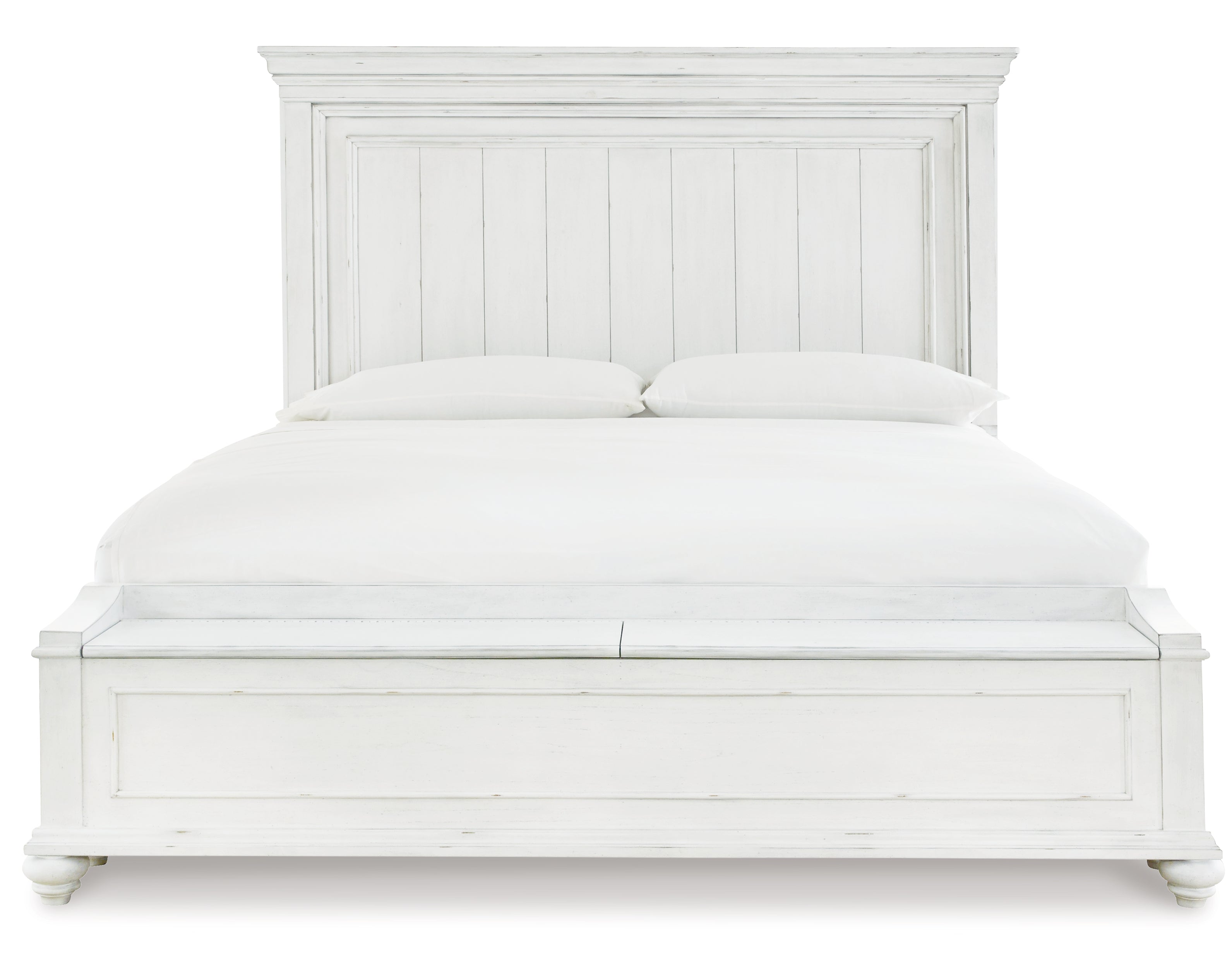 Furniture City Laplace - Ashley Furniture - Kanwyn Bedroom - California King Panel Bed with Storage Bench / Whitewash - B777B12
