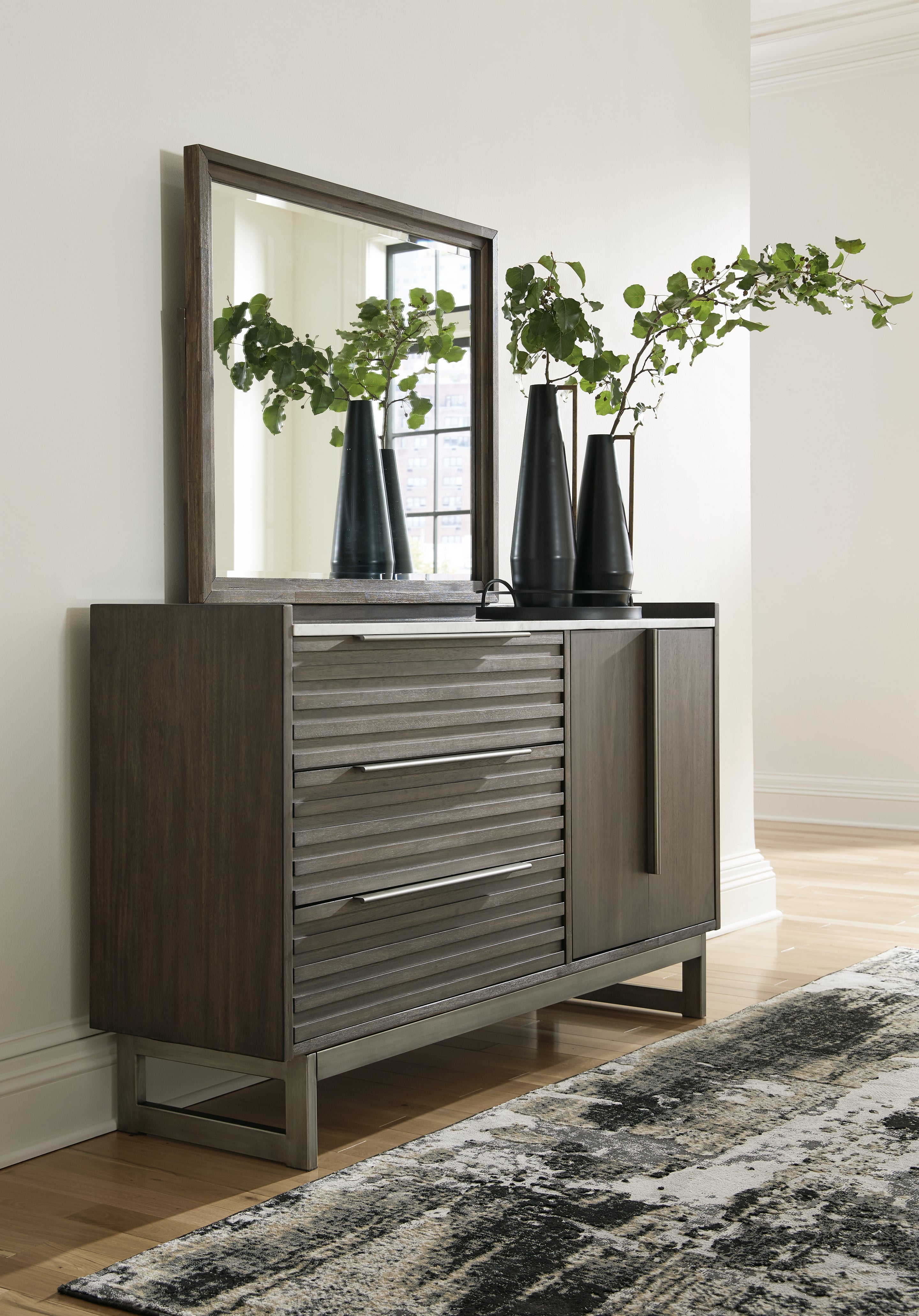 Furniture City Laplace - Ashley Furniture - Arkenton Bedroom - Dresser and Mirror / Grayish Brown - B786B1