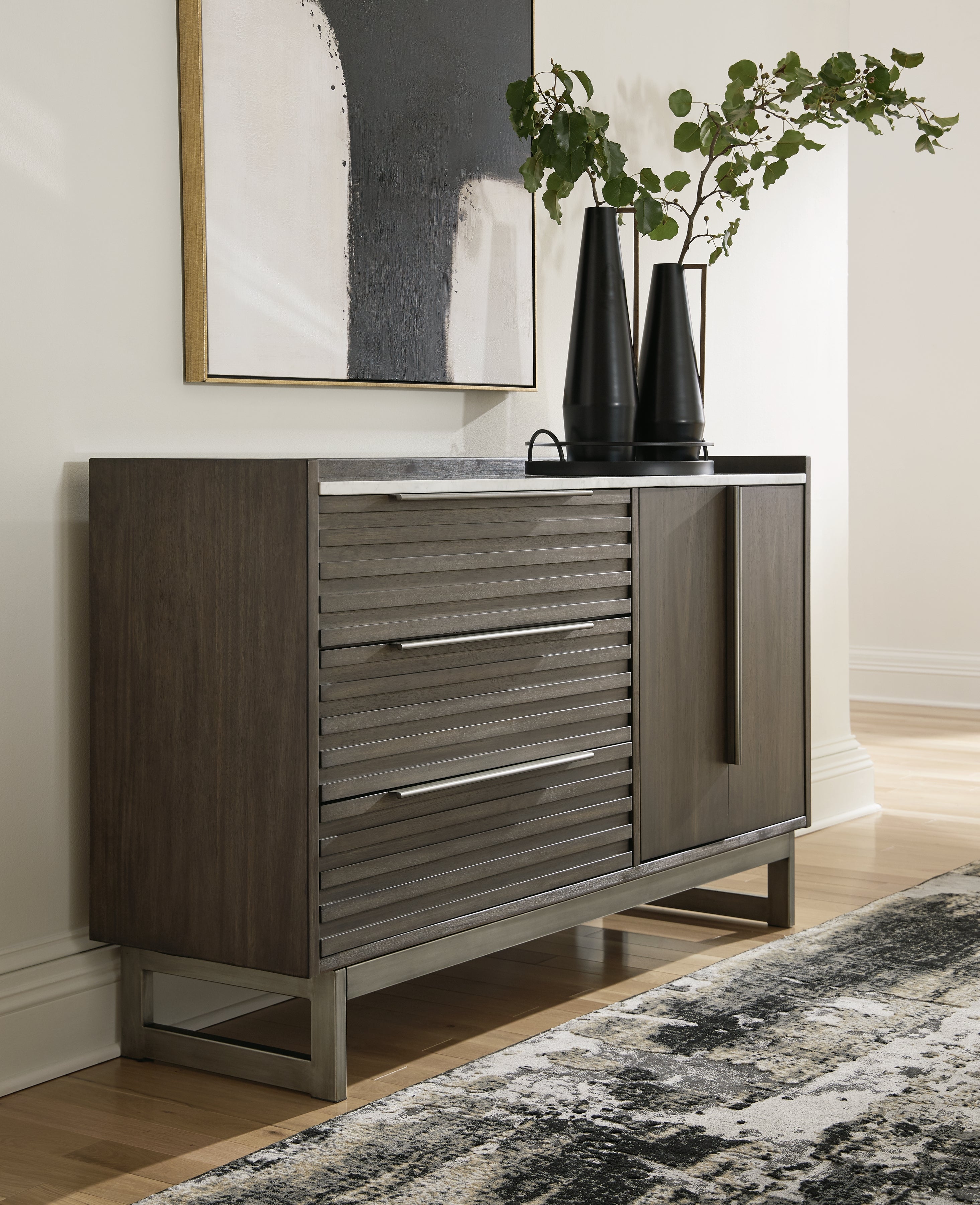 Furniture City Laplace - Ashley Furniture - Arkenton Bedroom - Five Drawer Chest / Grayish Brown/White - B786-46