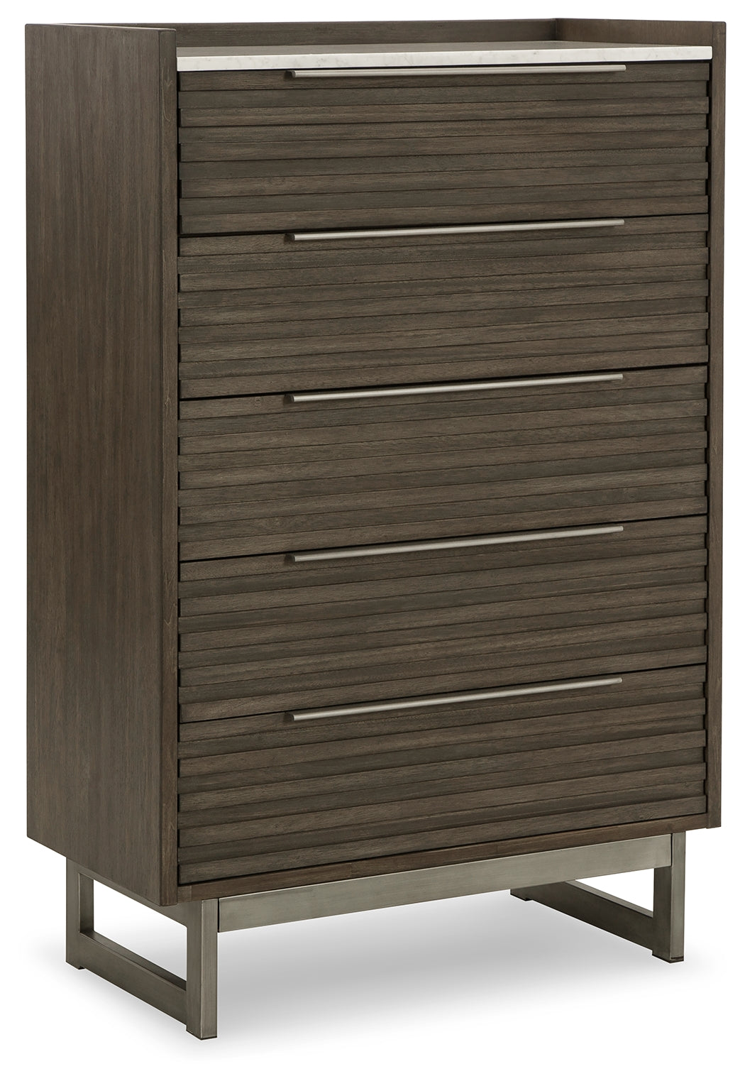 Furniture City Laplace - Ashley Furniture - Arkenton Bedroom - Five Drawer Chest / Grayish Brown/White - B786-46