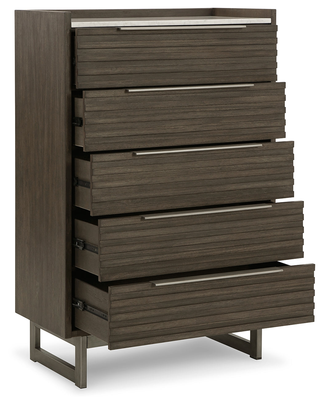 Furniture City Laplace - Ashley Furniture - Arkenton Bedroom - Five Drawer Chest / Grayish Brown/White - B786-46