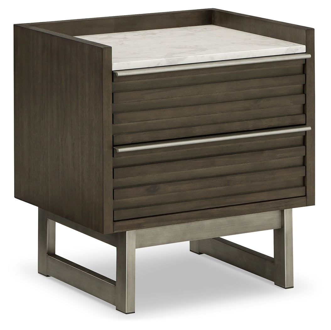 Furniture City Laplace - Ashley Furniture - Arkenton Bedroom - Two Drawer Night Stand / Grayish Brown/White - B786-92