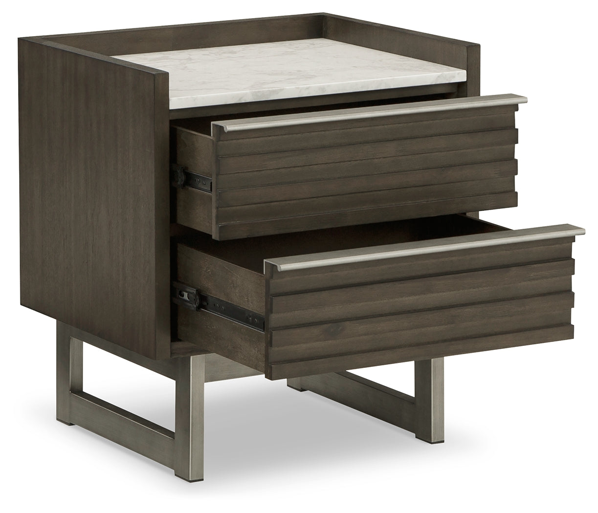 Furniture City Laplace - Ashley Furniture - Arkenton Bedroom - Two Drawer Night Stand / Grayish Brown/White - B786-92