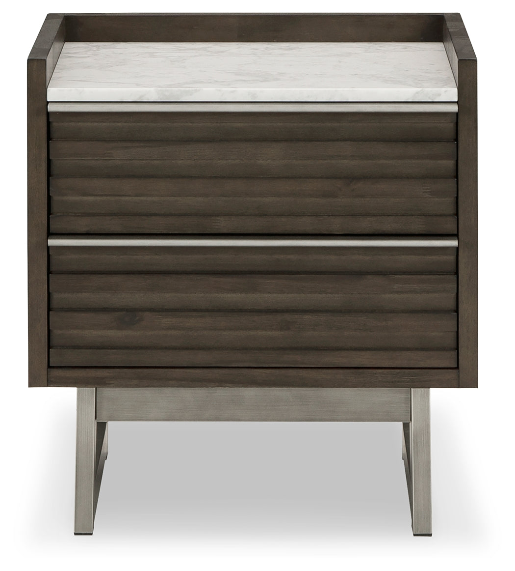 Furniture City Laplace - Ashley Furniture - Arkenton Bedroom - Two Drawer Night Stand / Grayish Brown/White - B786-92