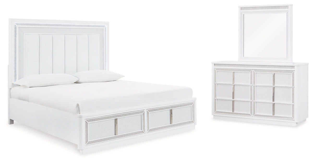 Furniture City Laplace - Ashley Furniture - Chalanna Queen Upholstered Storage Bed, Dresser and Mirror - Queen Upholstered Storage Bed, Dresser and Mirror - B822B3
