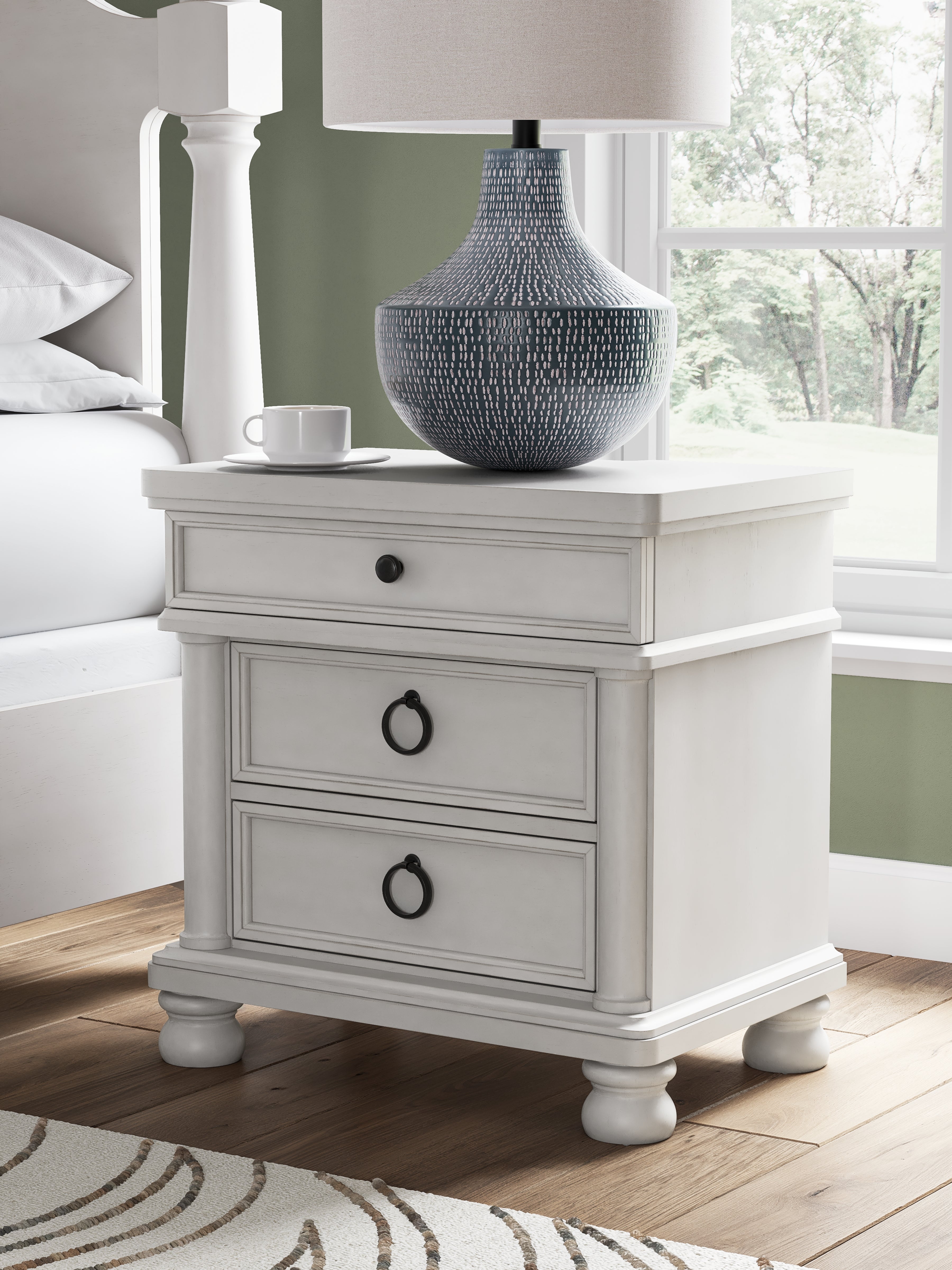 Furniture City Laplace - Ashley Furniture - Rowlenstown Nightstand - Three Drawer Night Stand / Antique White - PCB823-93