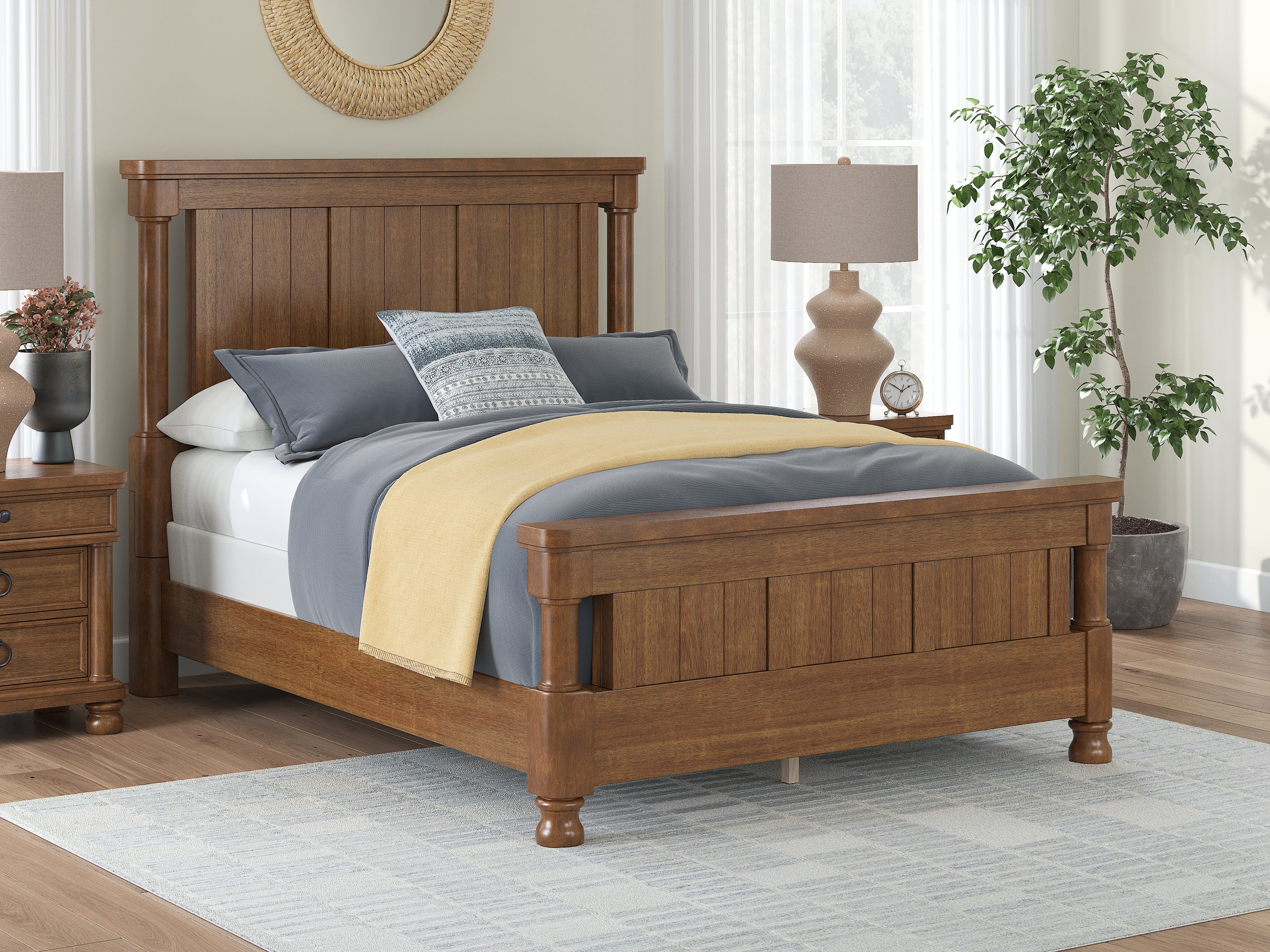 Furniture City Laplace - Ashley Furniture - Rowlenstown Queen Poster Bed - Queen Poster Bed / Brown - PCB824B2