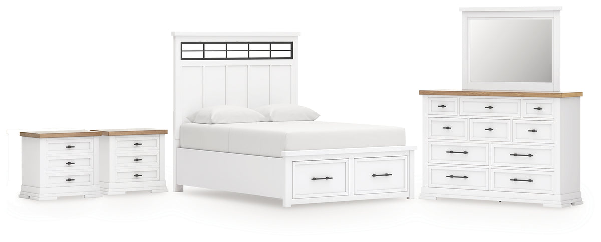 Furniture City Laplace - Ashley Furniture - Ashbryn Queen Panel Storage Bed, Dresser, Mirror and 2 Nightstands - Queen Panel Storage Bed, Dresser, Mirror and 2 Nightstands - B844B11