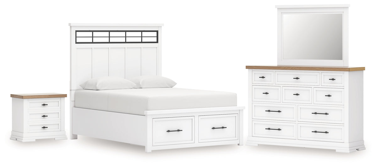 Furniture City Laplace - Ashley Furniture - Ashbryn King Panel Storage Bed, Dresser, Mirror and Nightstand - King Panel Storage Bed, Dresser, Mirror and Nightstand - B844B9