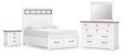 Furniture City Laplace - Ashley Furniture - Ashbryn King Panel Storage Bed, Dresser, Mirror and Nightstand - King Panel Storage Bed, Dresser, Mirror and Nightstand - B844B9